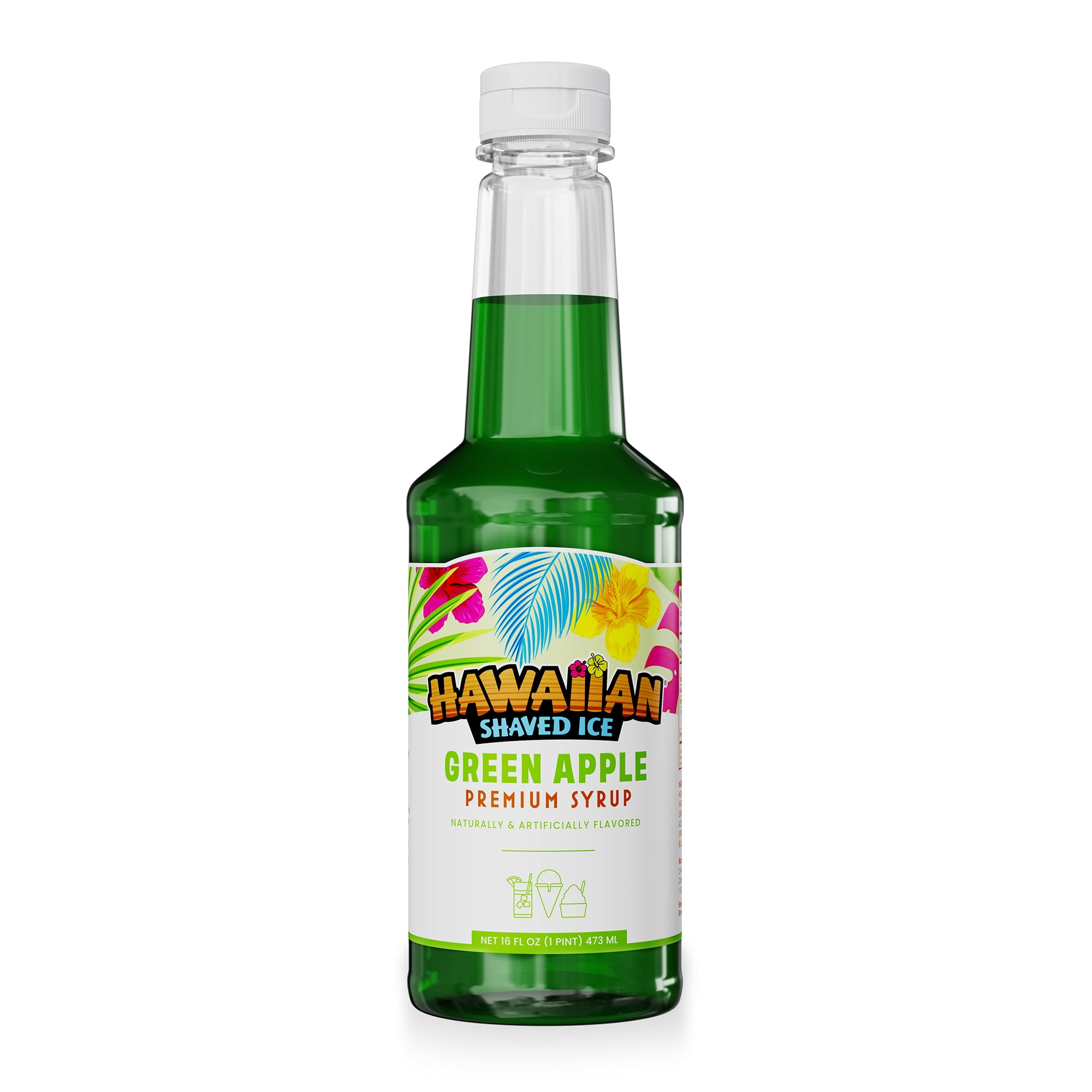 Hawaiian Shaved Ice - Premium Snow Cone and Shaved Ice Green Apple Syrup - 16 fl oz