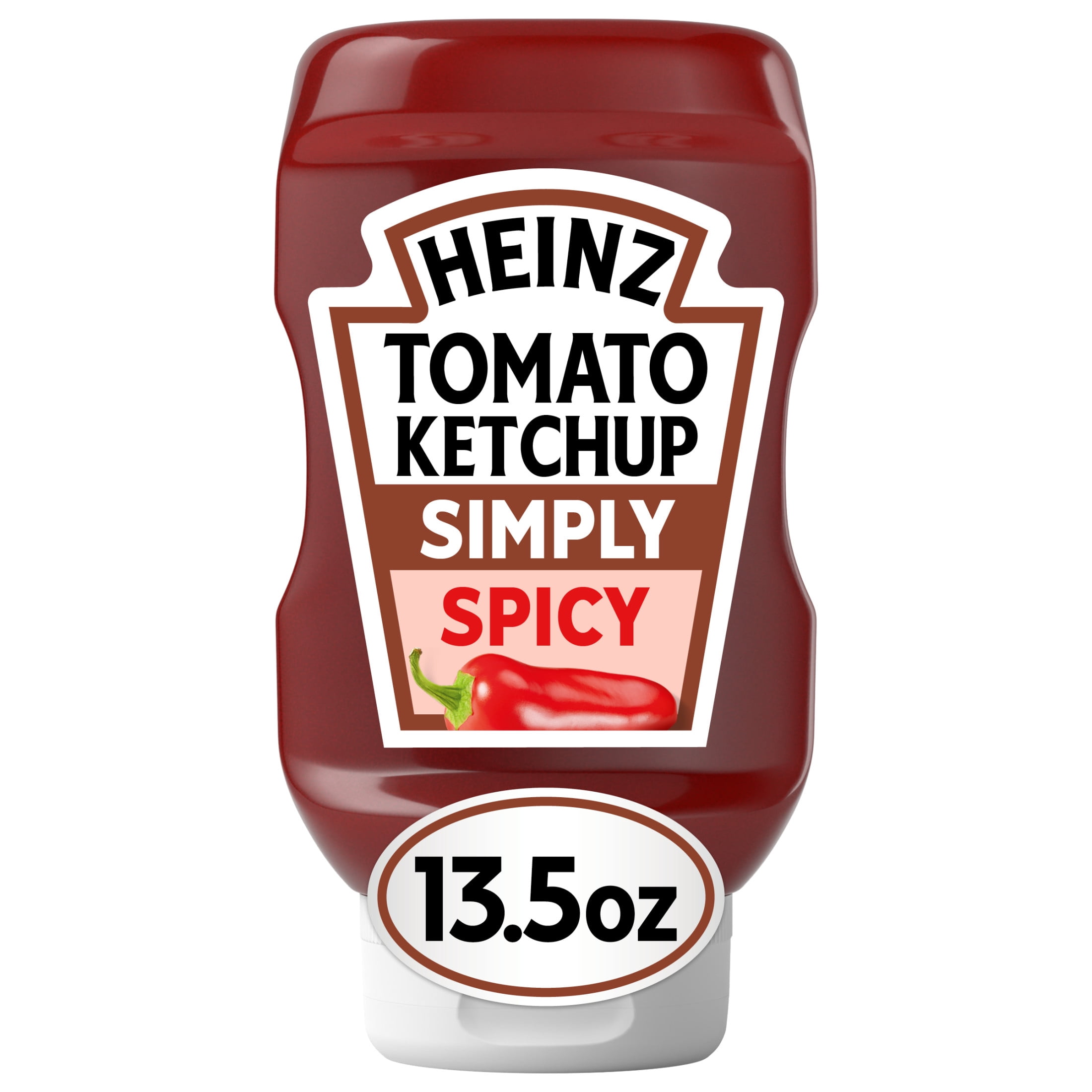 Heinz Spicy Simply Tomato Ketchup Blended with Jalapeno With All Natural Ingredients Inverted Squeeze Bottle, 1 Bottle, for Easy Sharing and Easy Serving, No High-Fructose Corn Syrup,13.5 oz