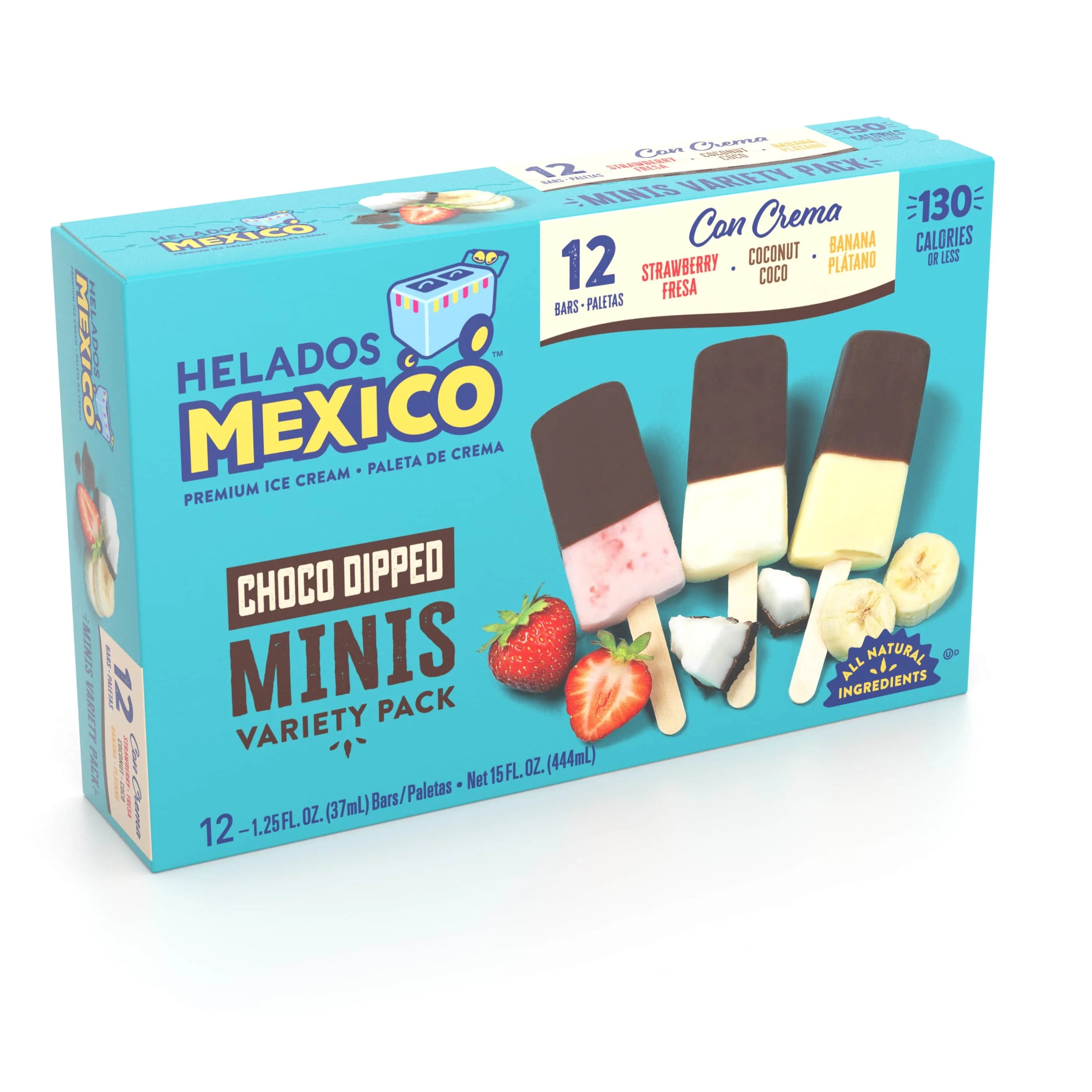 Helados Mexico Minis Chocolate-Dipped Ice Cream Bars, Variety Pack, Gluten-Free, 18 oz, 12 Ct