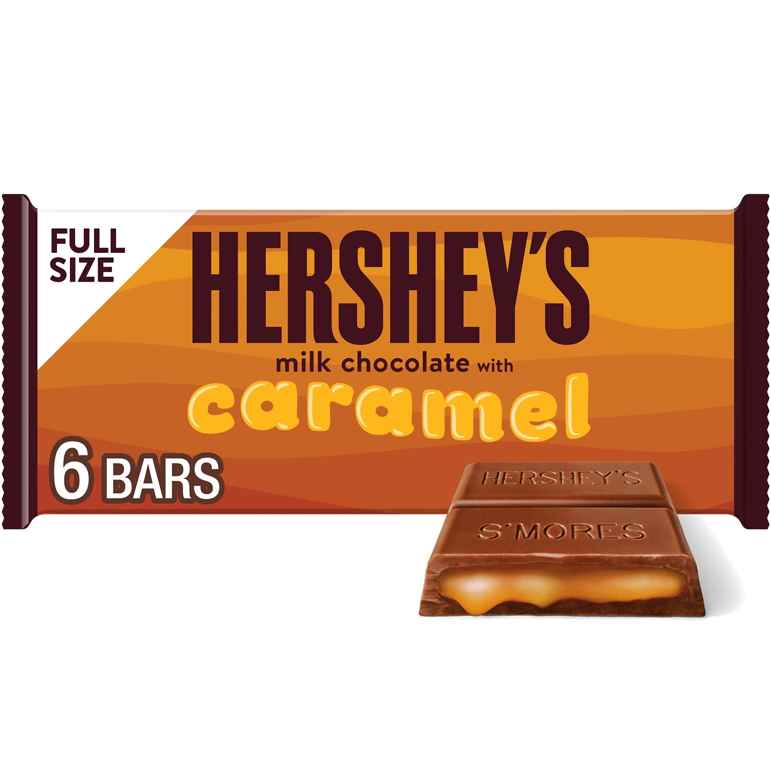 Hershey's Milk Chocolate with Caramel Candy, Bars 1.4 oz, 6 Count