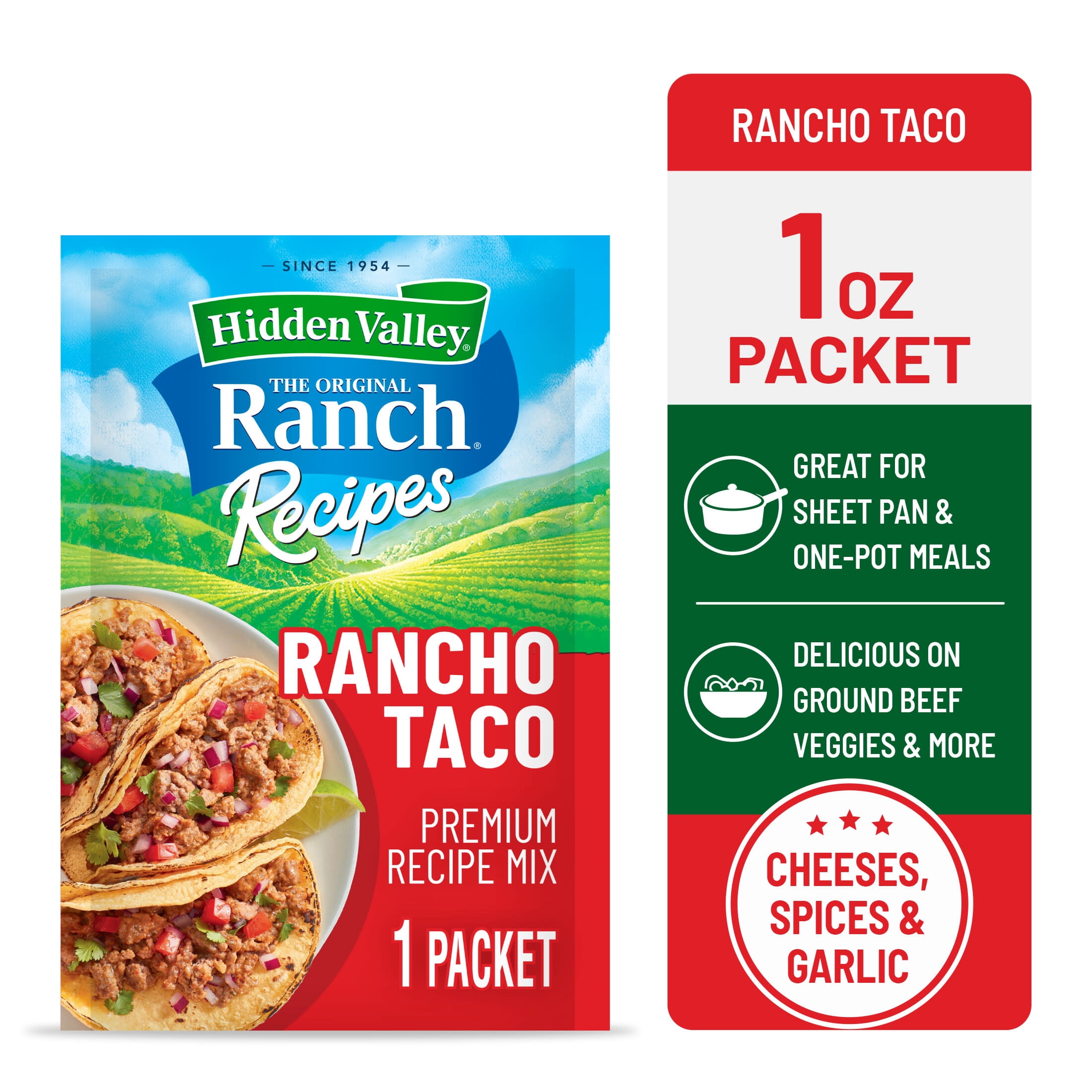 Hidden Valley Ranch Recipes Rancho Taco Premium Seasoning Mix, 1 oz Packet
