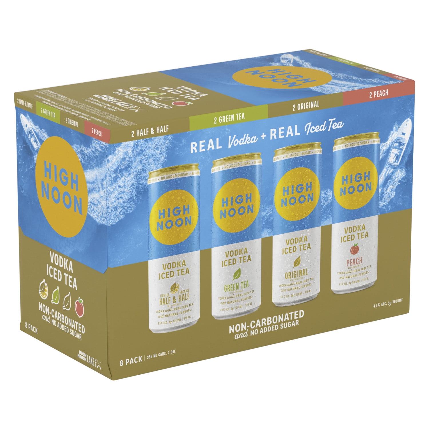 High Noon Vodka Iced Tea Lake Variety Pack, 8 Pack, 12 fl oz Cans, 4.5% ABV