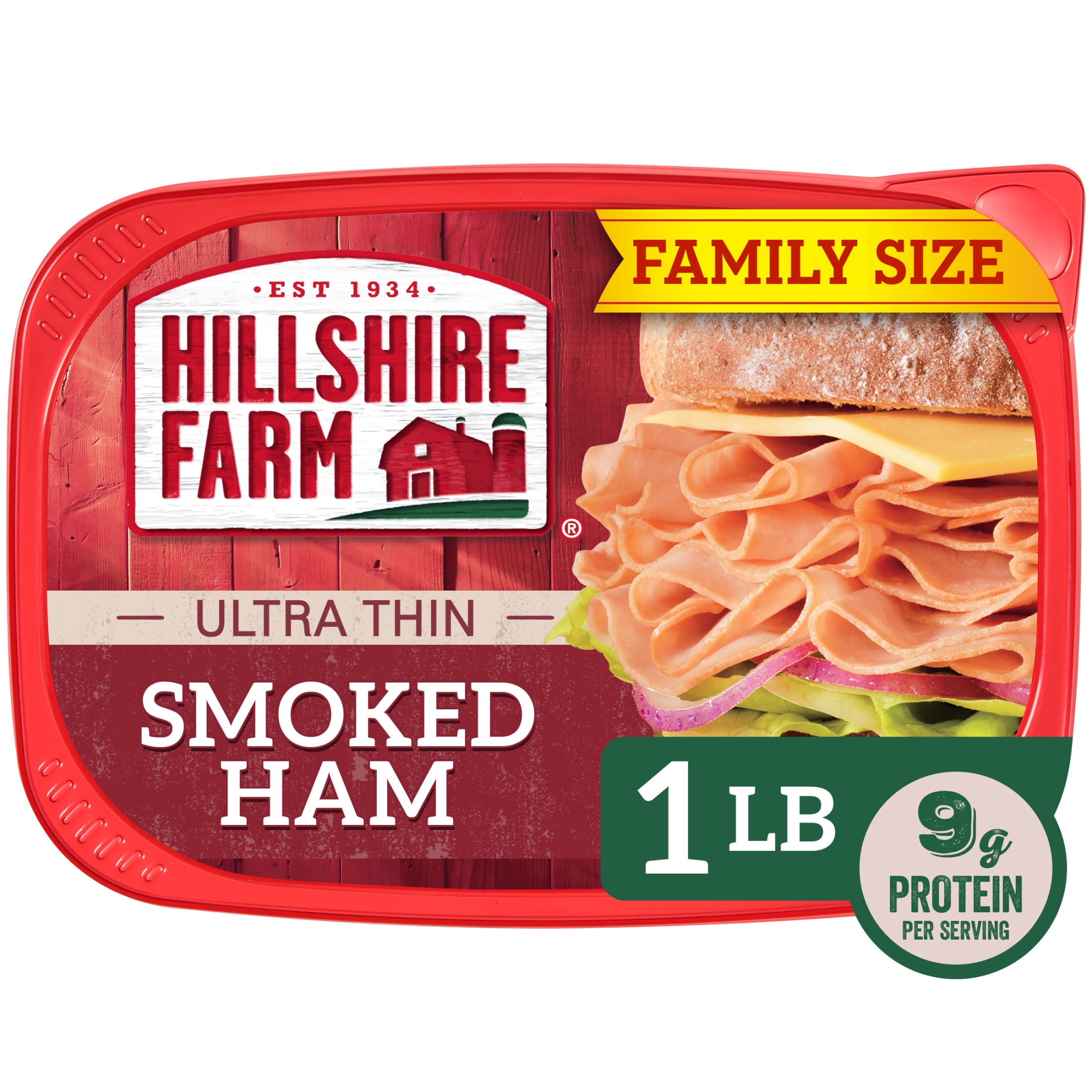 Hillshire Farm Ultra Thin Sliced Smoked Ham Lunchmeat, 16 oz Family Size Plastic Tub, Refrigerated