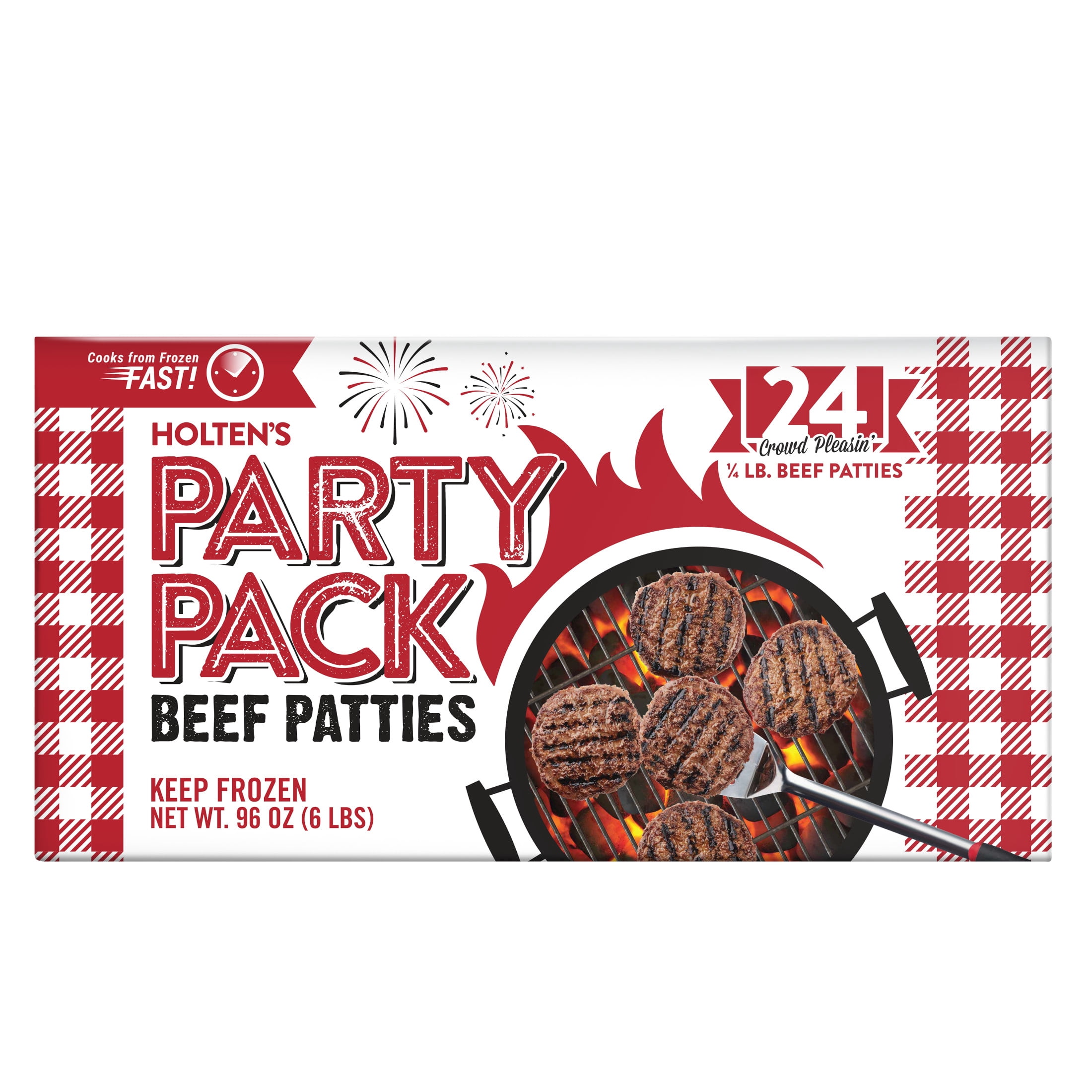 Holtens Party Pack Beef Patties, 24 Count, quarter pound burgers, 100% Beef, 6lbs (Frozen)