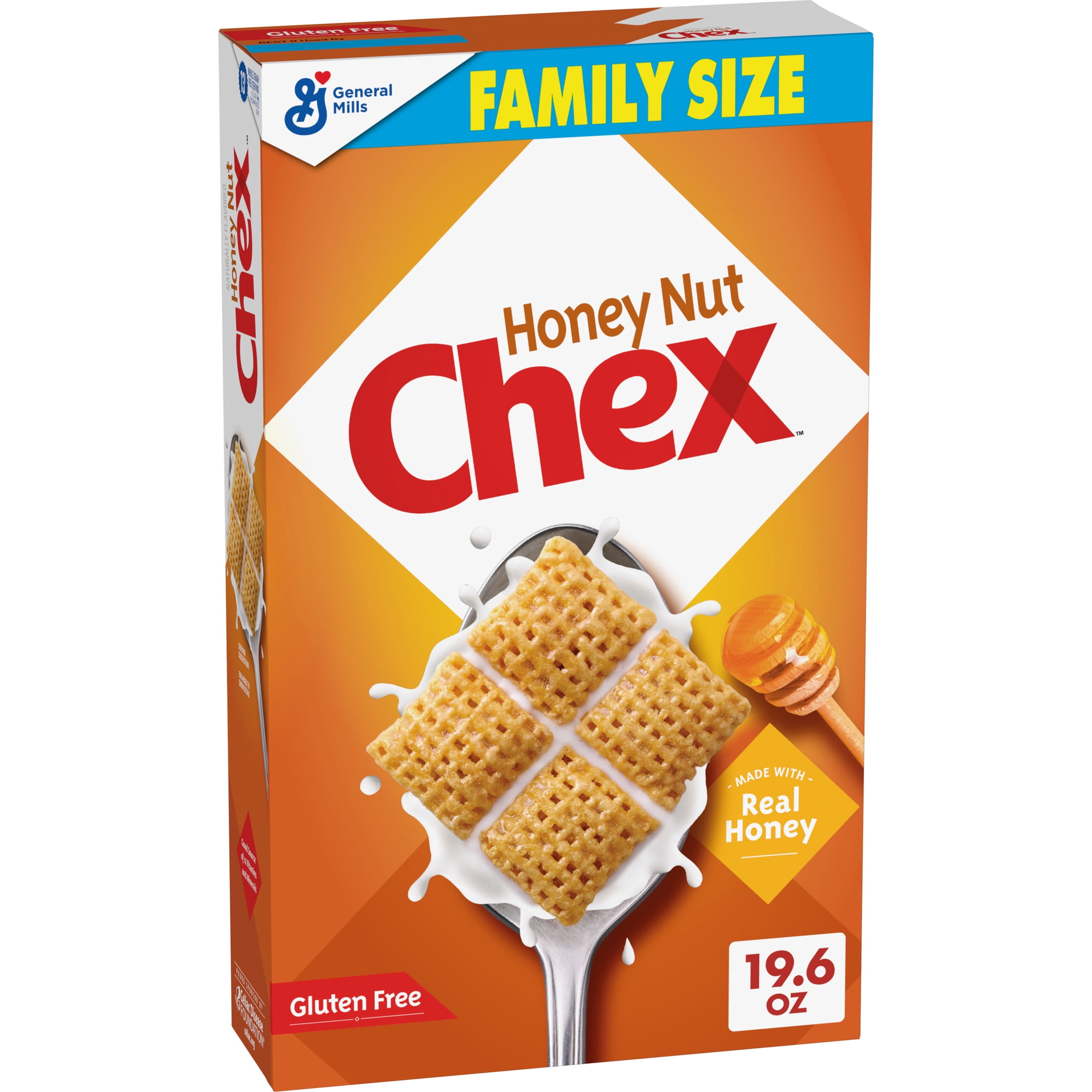 Honey Nut Chex Cereal, Gluten Free Breakfast Cereal, Family Size, 19.6 oz