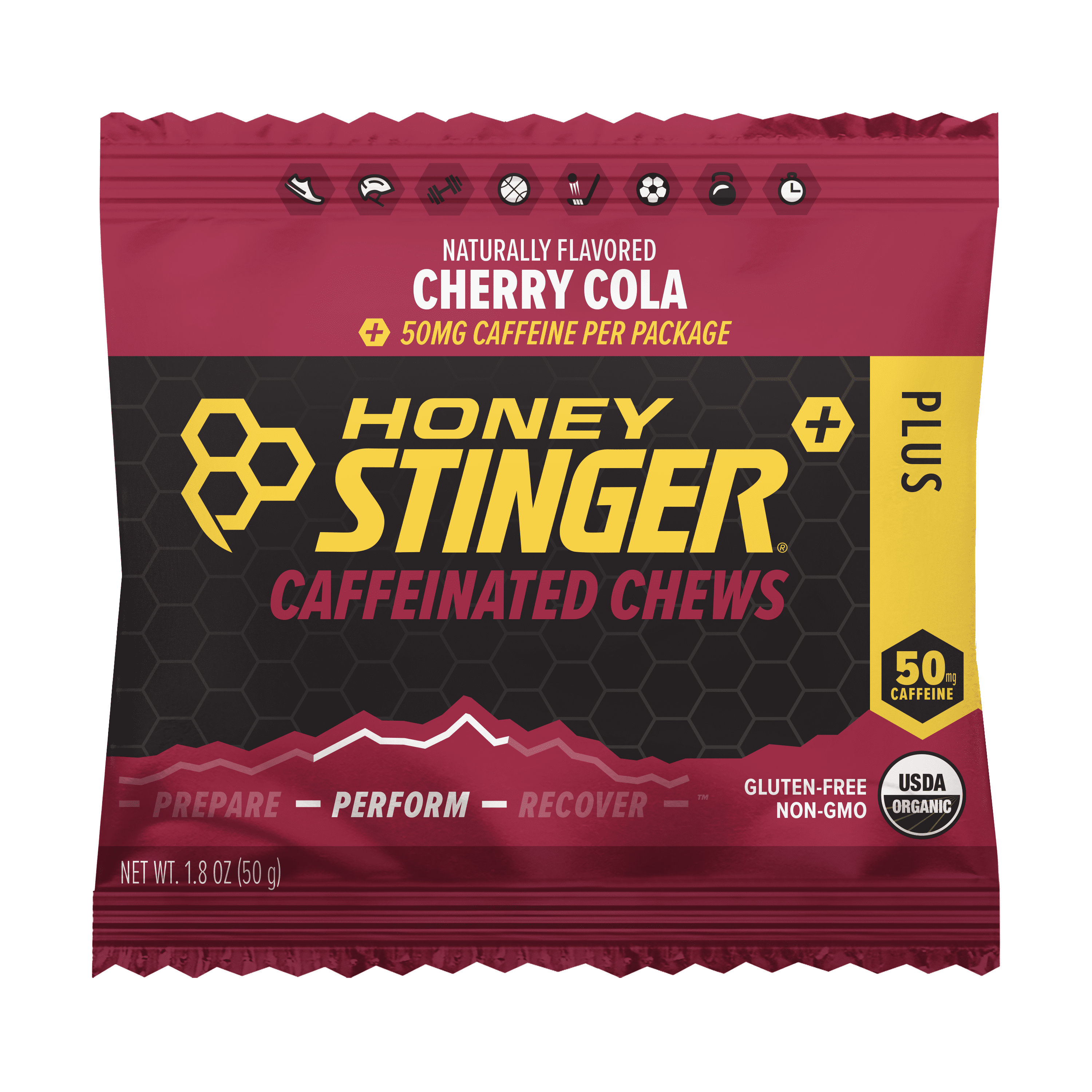 Honey Stinger Organic Gluten-Free Caffeinated Energy Chews, Cherry Cola, 1.8 oz, 1 Count