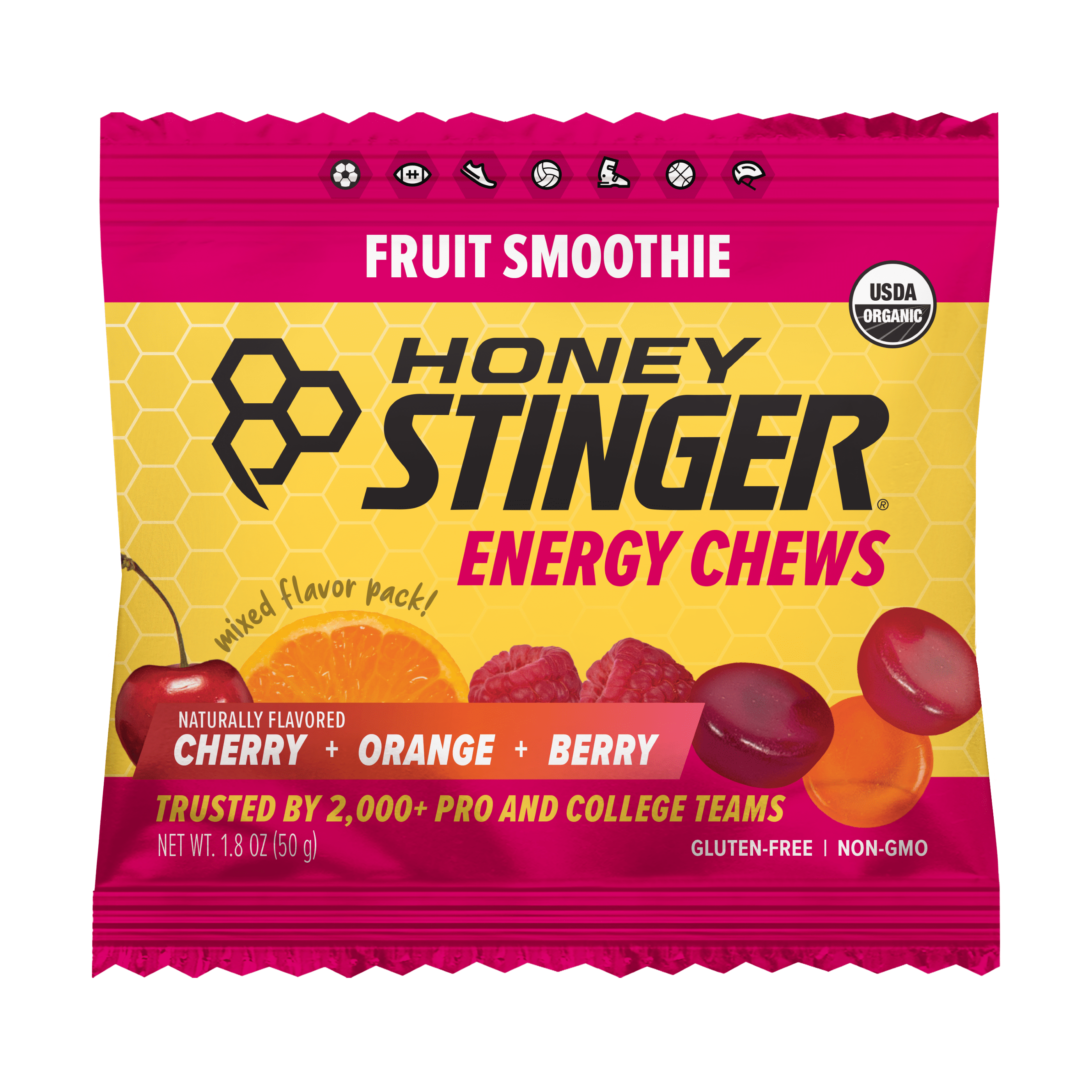 Honey Stinger Organic Energy Chew, Fruit Smoothie, 1.8 oz, 1 Count