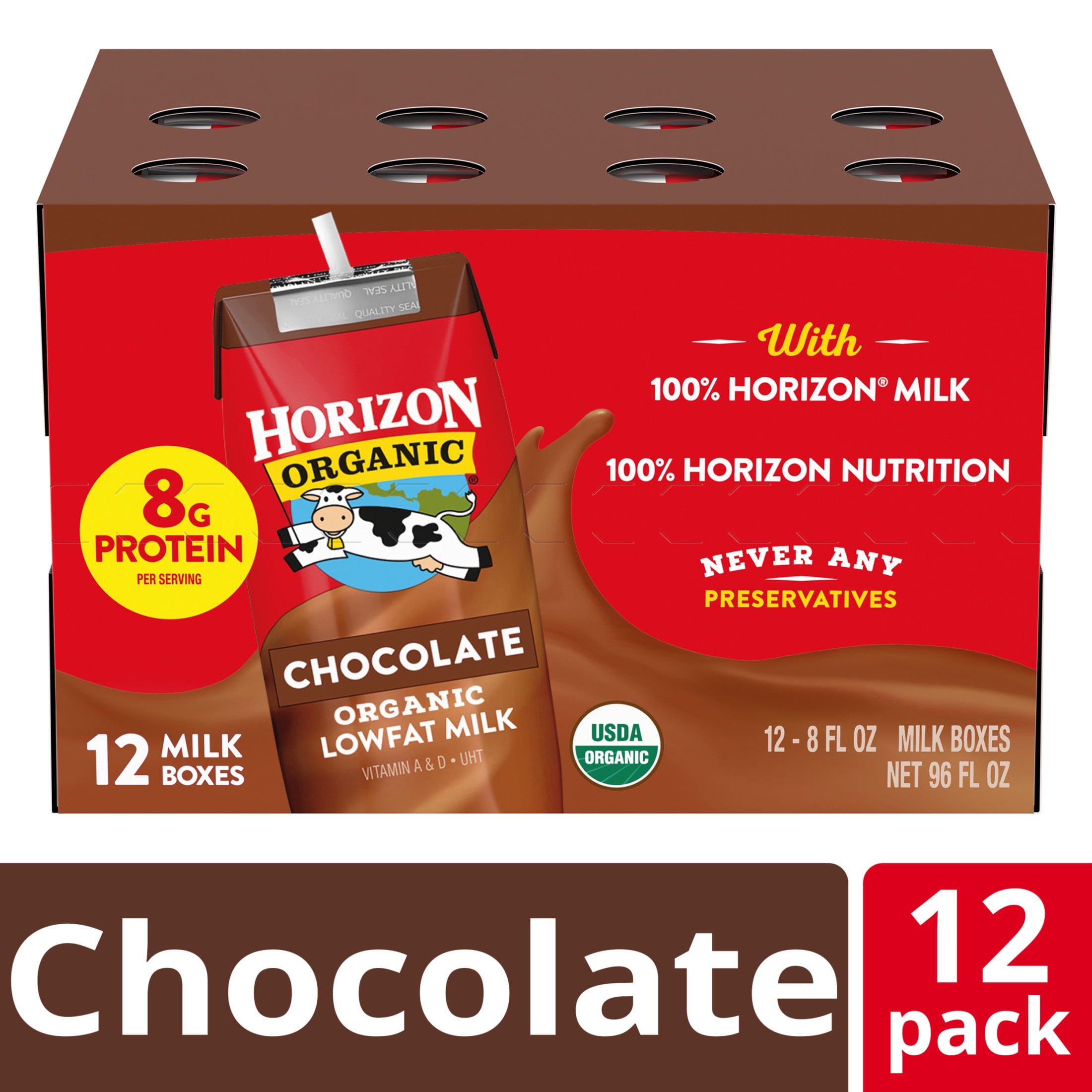 Horizon Organic Shelf Stable 1% Lowfat Chocolate Milk Boxes, 8 fl oz, 12 Count