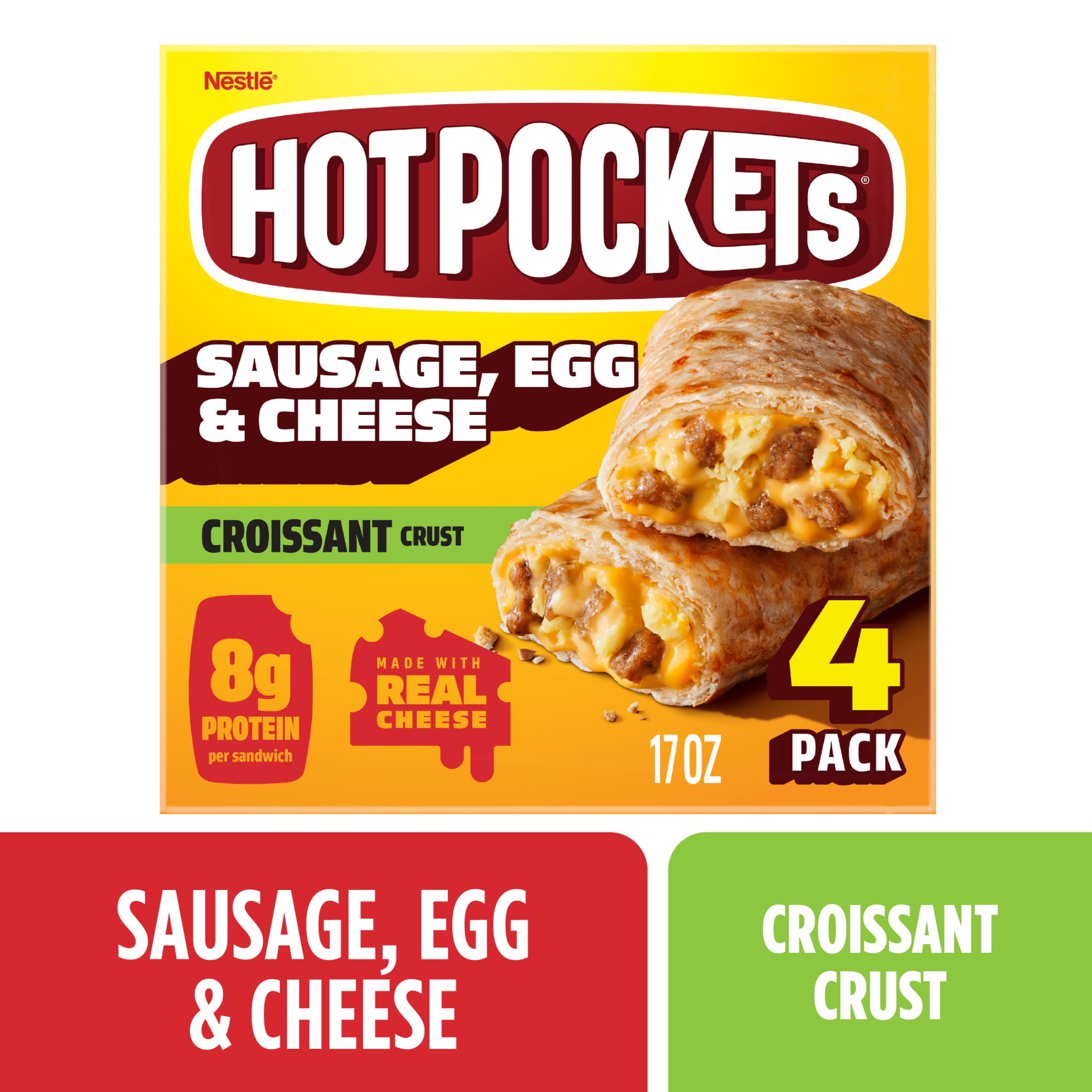 Hot Pockets Sausage, Egg & Cheese Frozen Breakfast Sandwiches, 4 ct