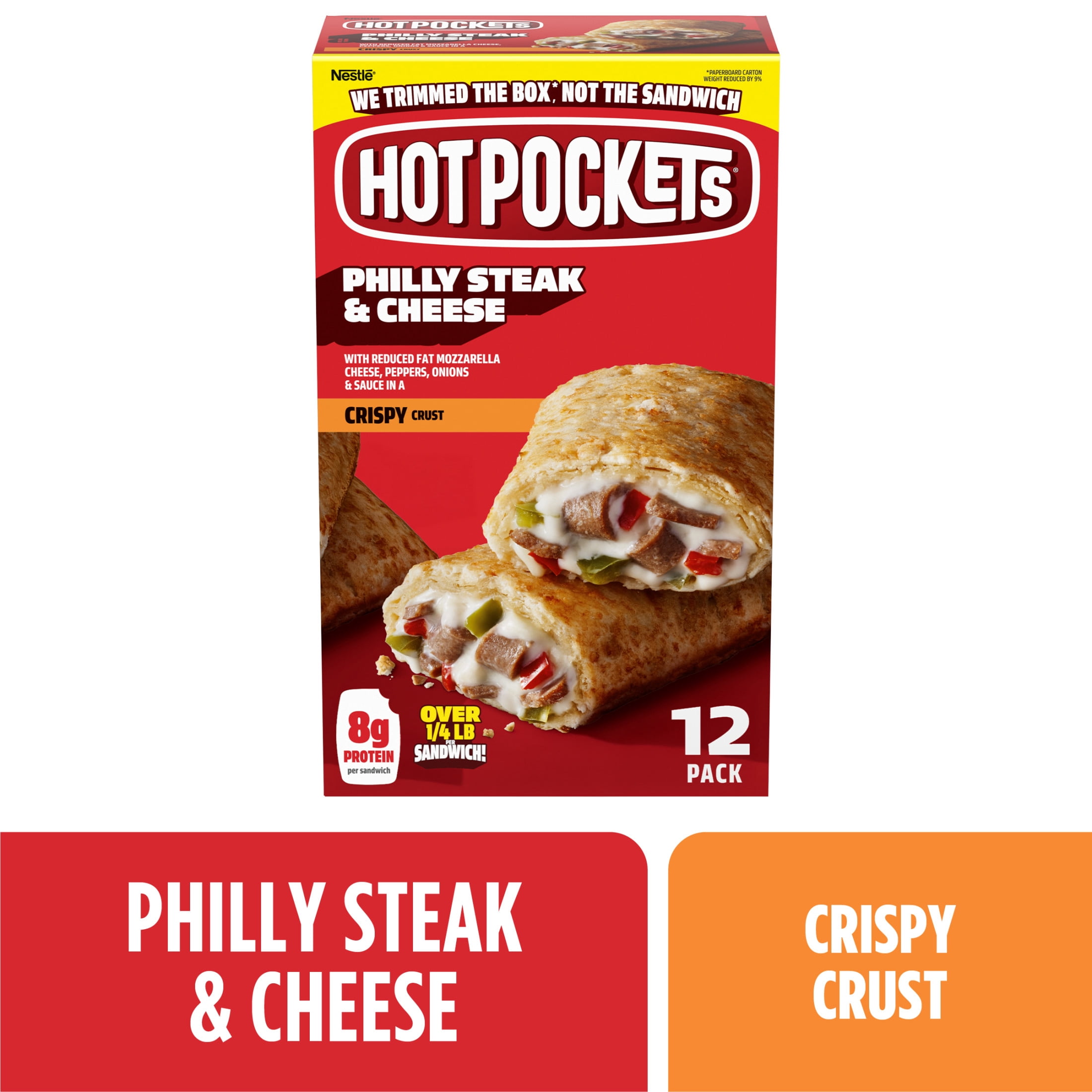 Hot Pockets Frozen Sandwich Philly Steak and Cheese Snacks, 54 oz, 12 ct