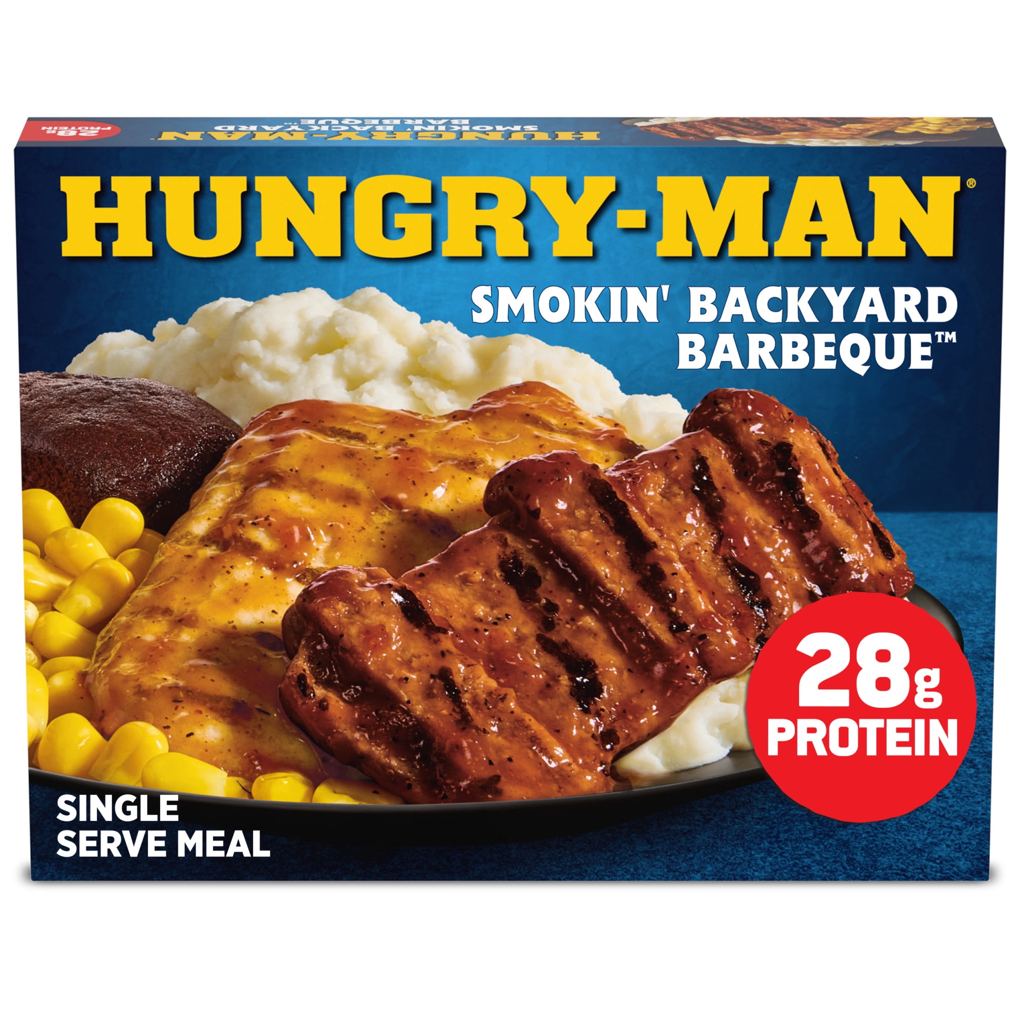 Hungry-Man Smokin' Backyard Barbeque, 28g of Protein, 5g of Fiber, Frozen Meal, 15.25 oz