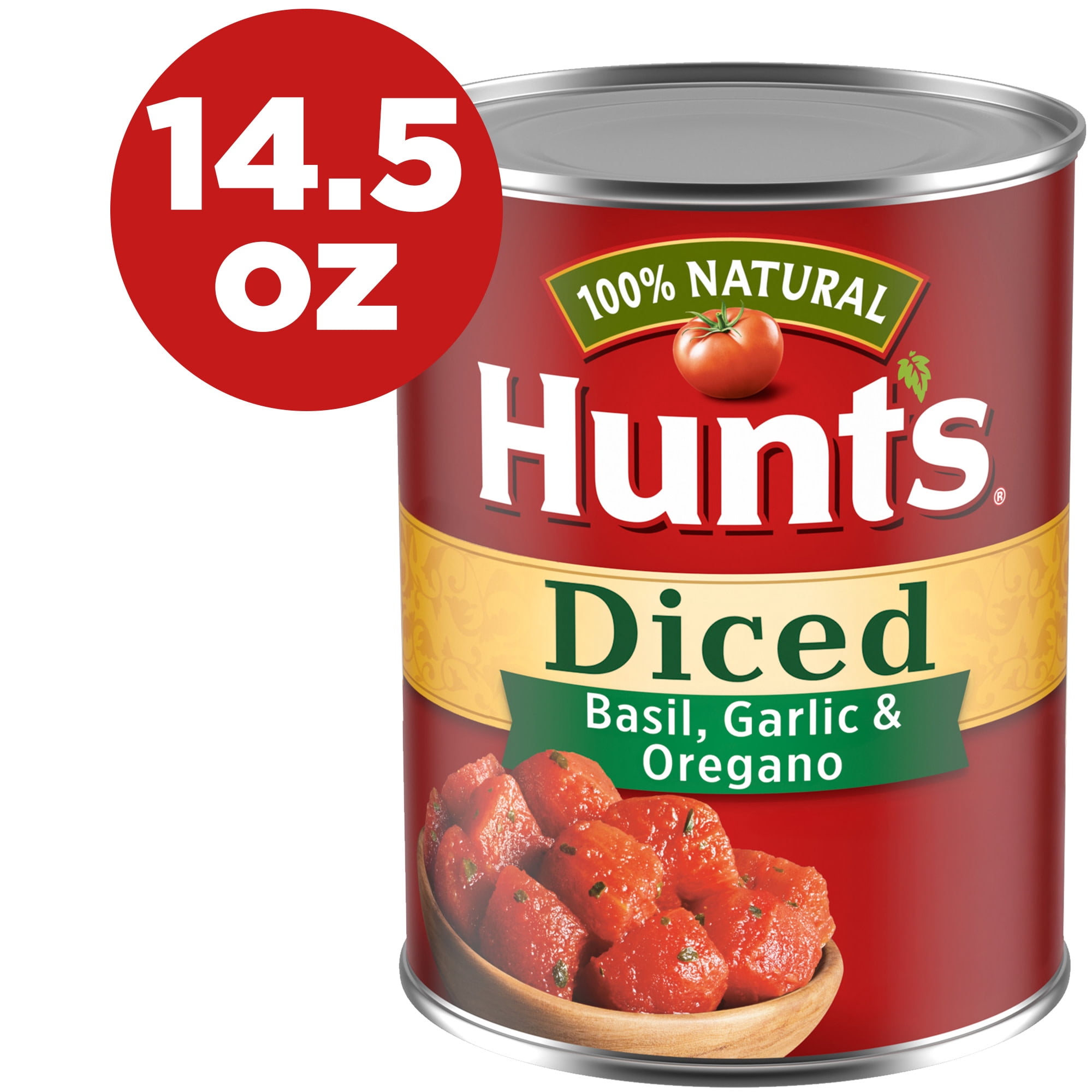 Hunts Diced Tomatoes with Basil, Garlic and Oregano, Perfect for Chili & Soups, 14.5 oz. Can