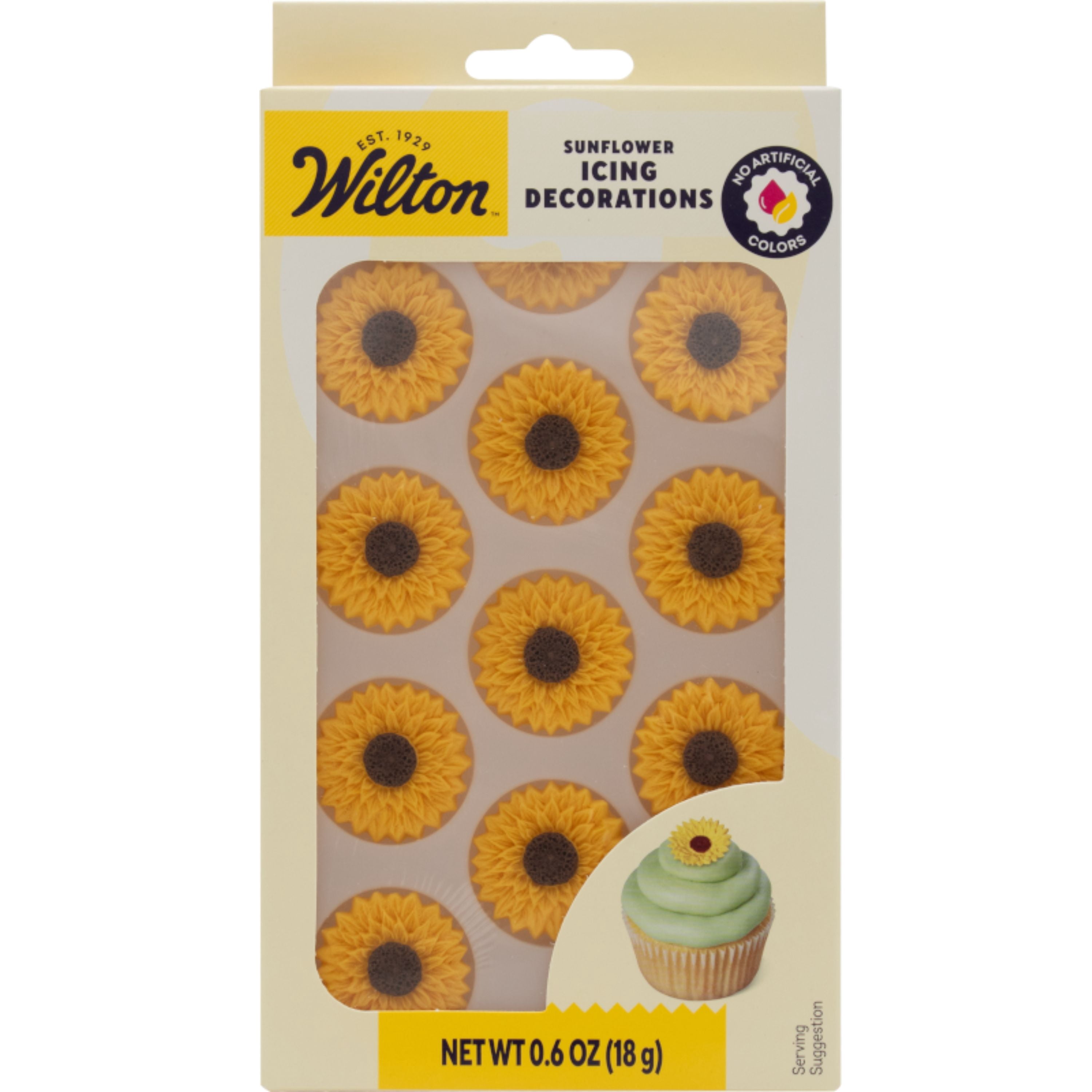 Wilton Sunflower Edible Icing Decorations Yellow 12-Count 0.6 oz.