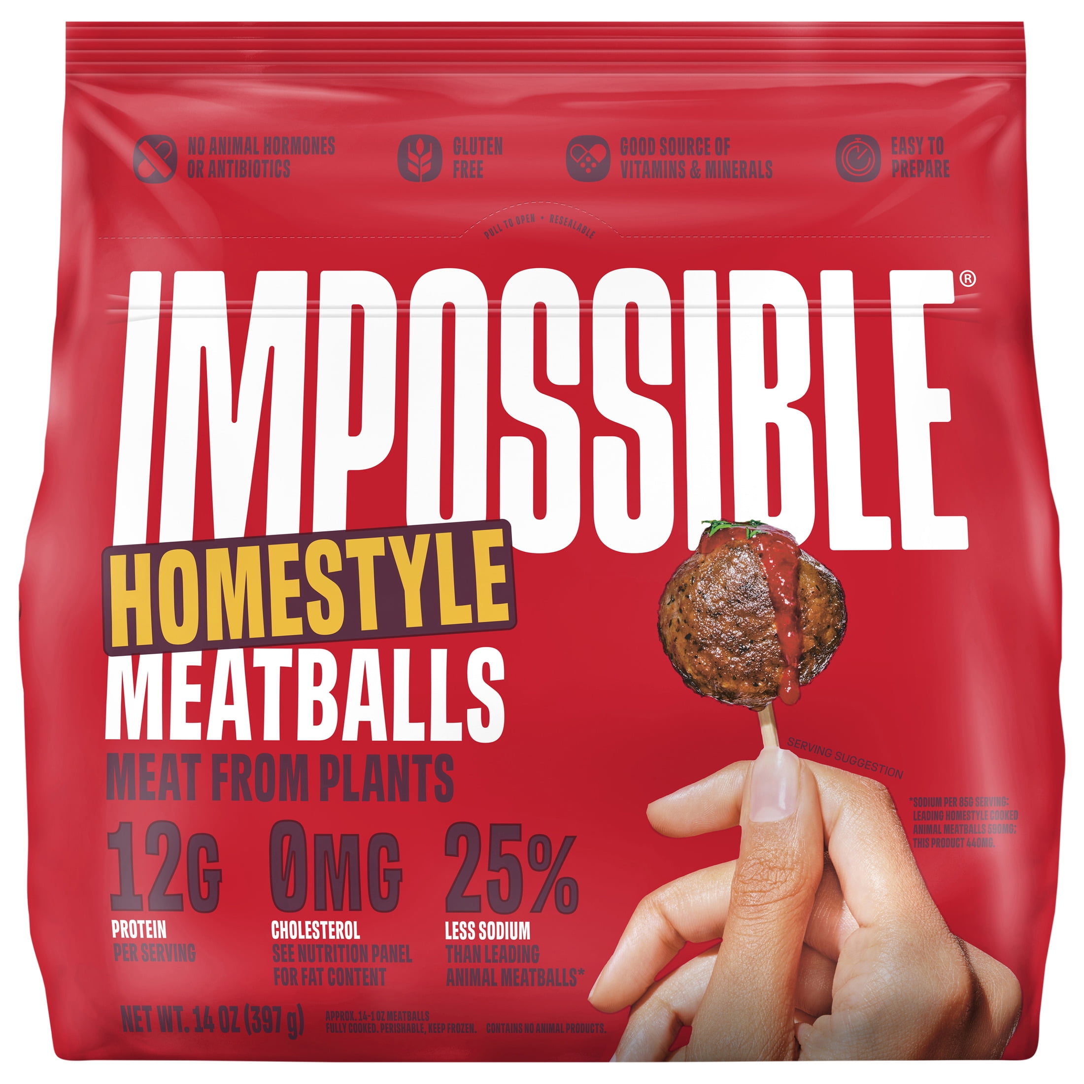Impossible Foods Homestyle Meatballs Meat from Plants, Fully Cooked, Pouch 14 oz