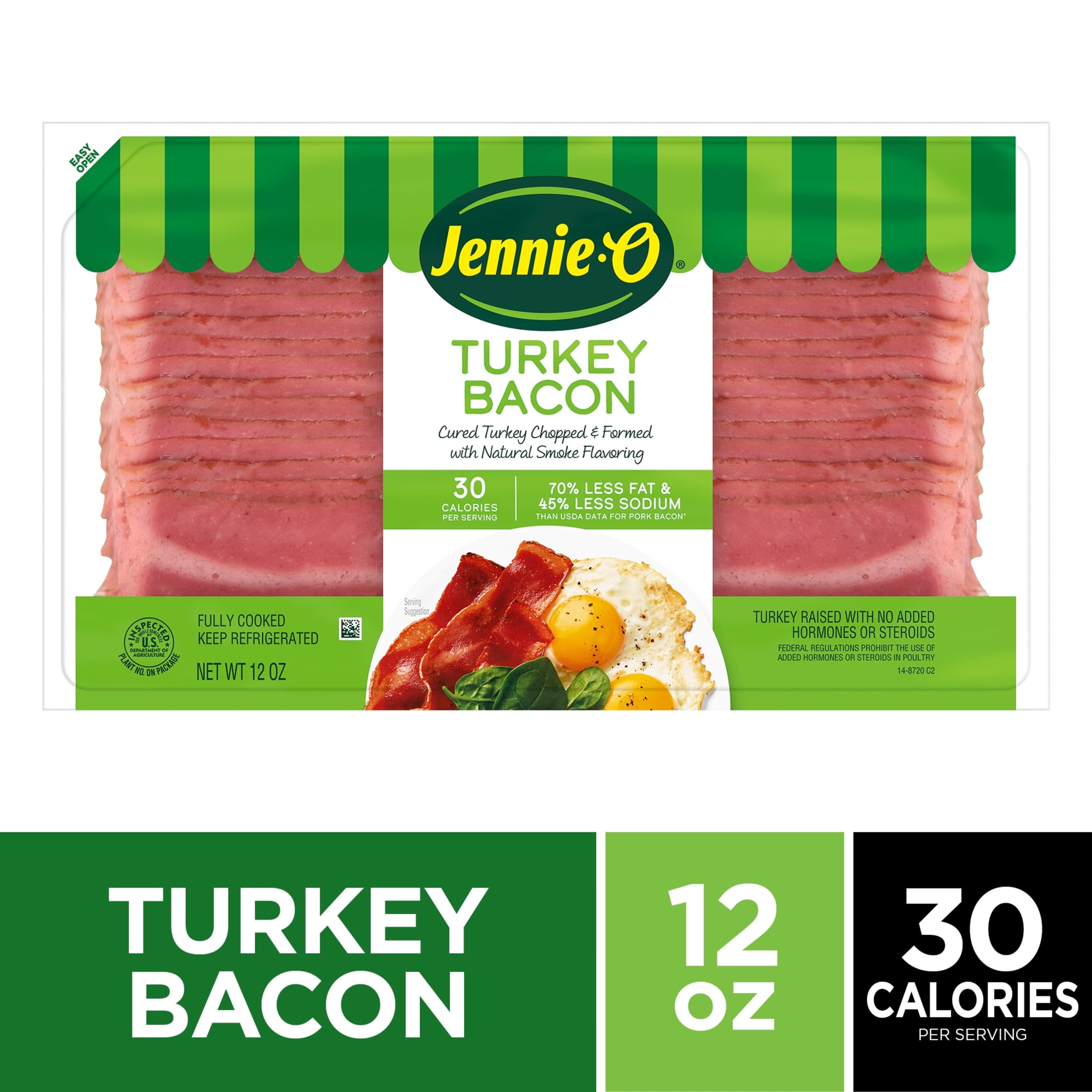 JENNIE-O Turkey Bacon, All-Natural, Refrigerated, 12 oz Plastic Pouch