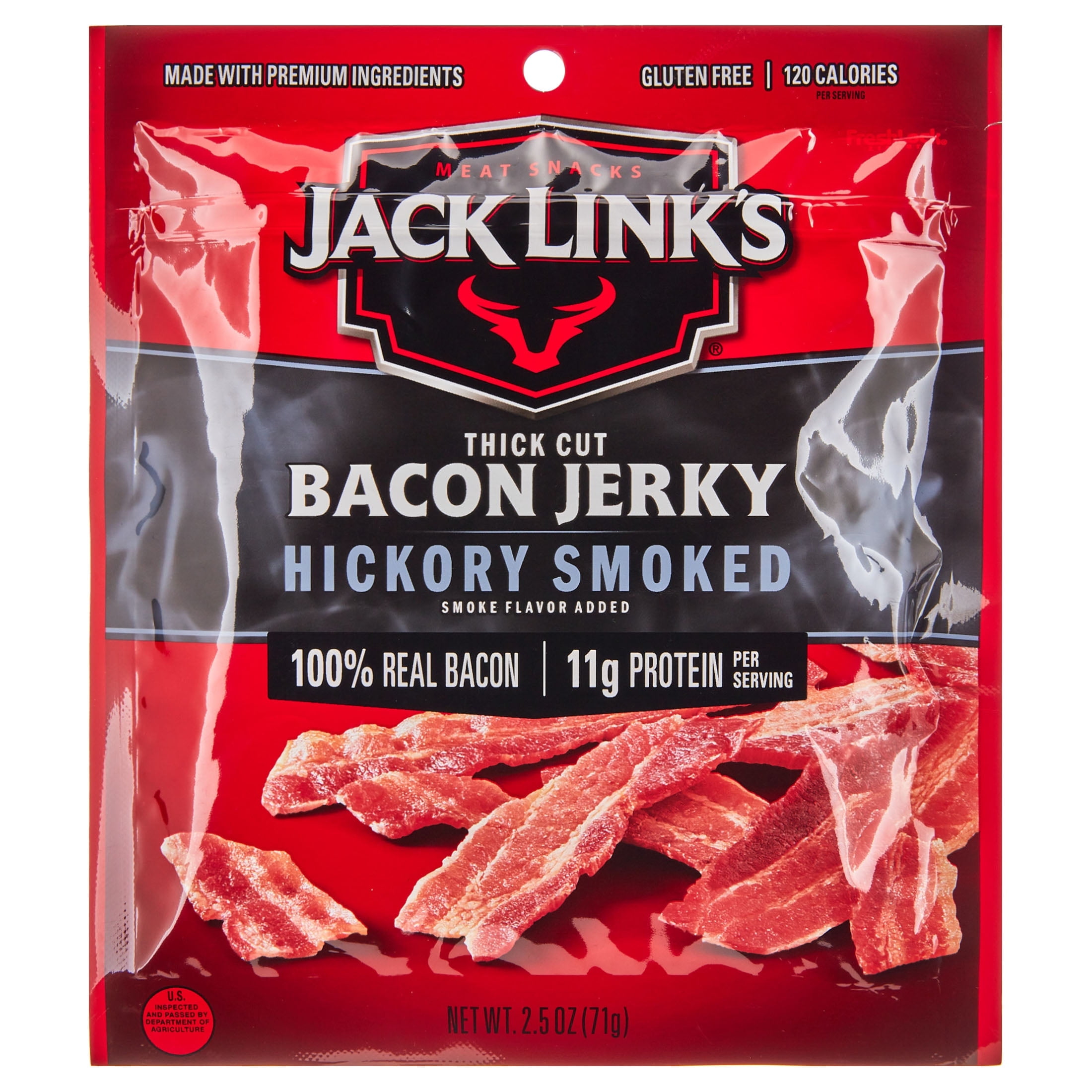 Jack Links Bacon Jerky, Hickory Smoked, 2.5oz