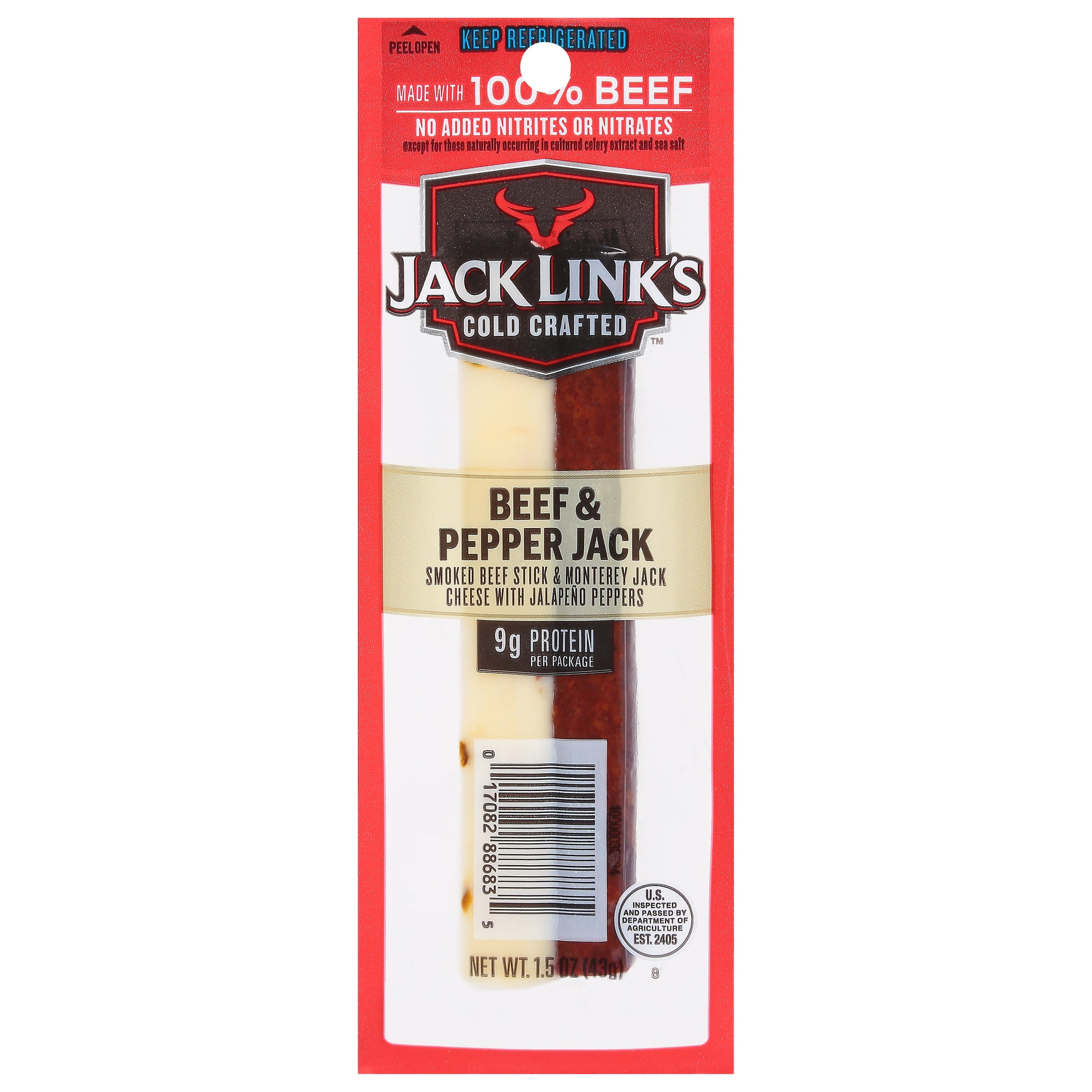 1.5oz Jack Link's Original Beef and Pepper Jack Cheese Sticks, Individually Wrapped