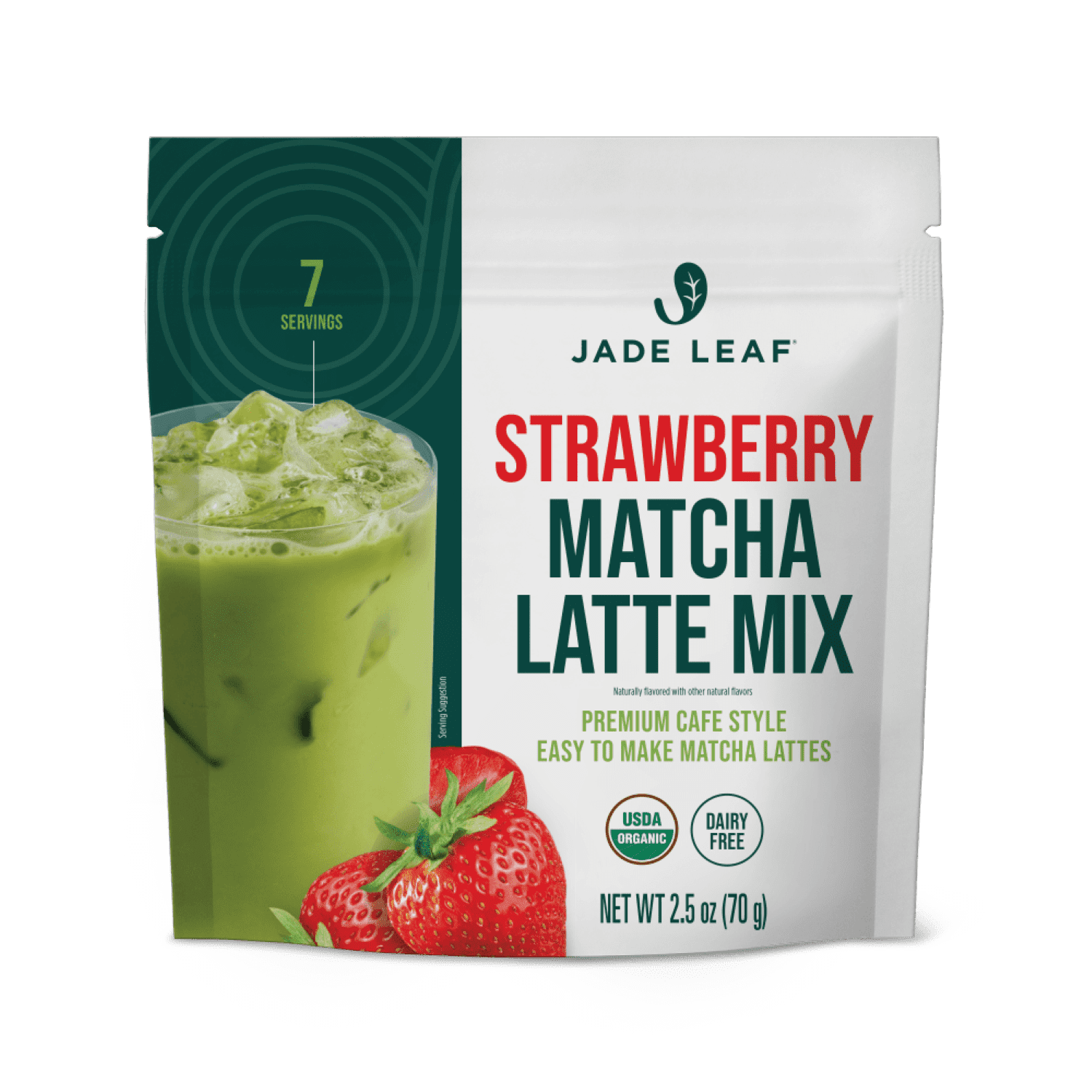 Jade Leaf Organic Strawberry Matcha Latte Mix, Dairy-Free, 2.5 oz Pouch