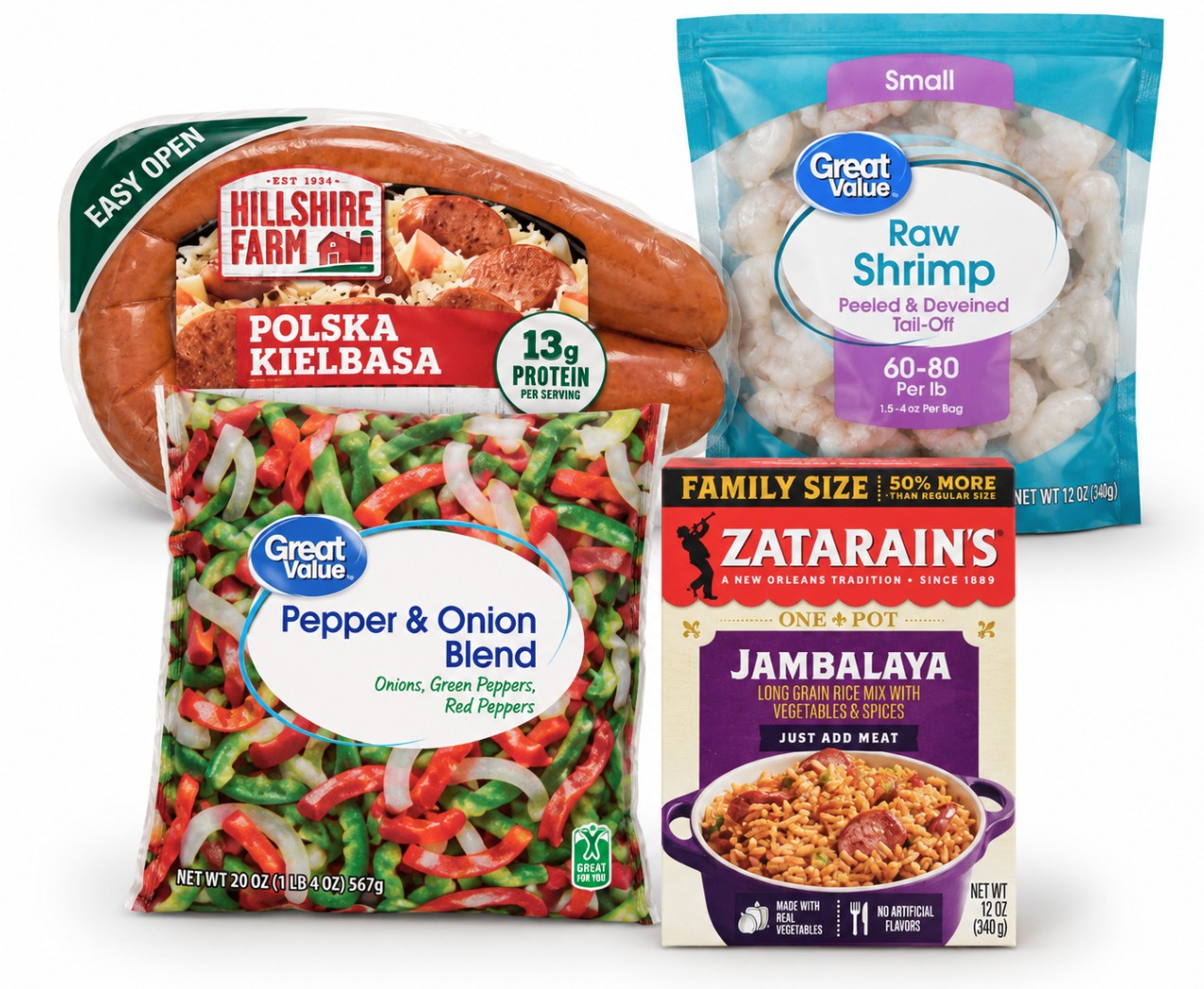 Jambalaya Dinner Bundle with Zatarain's Rice Mix, Smoked Sausage, Shrimp and Peppers