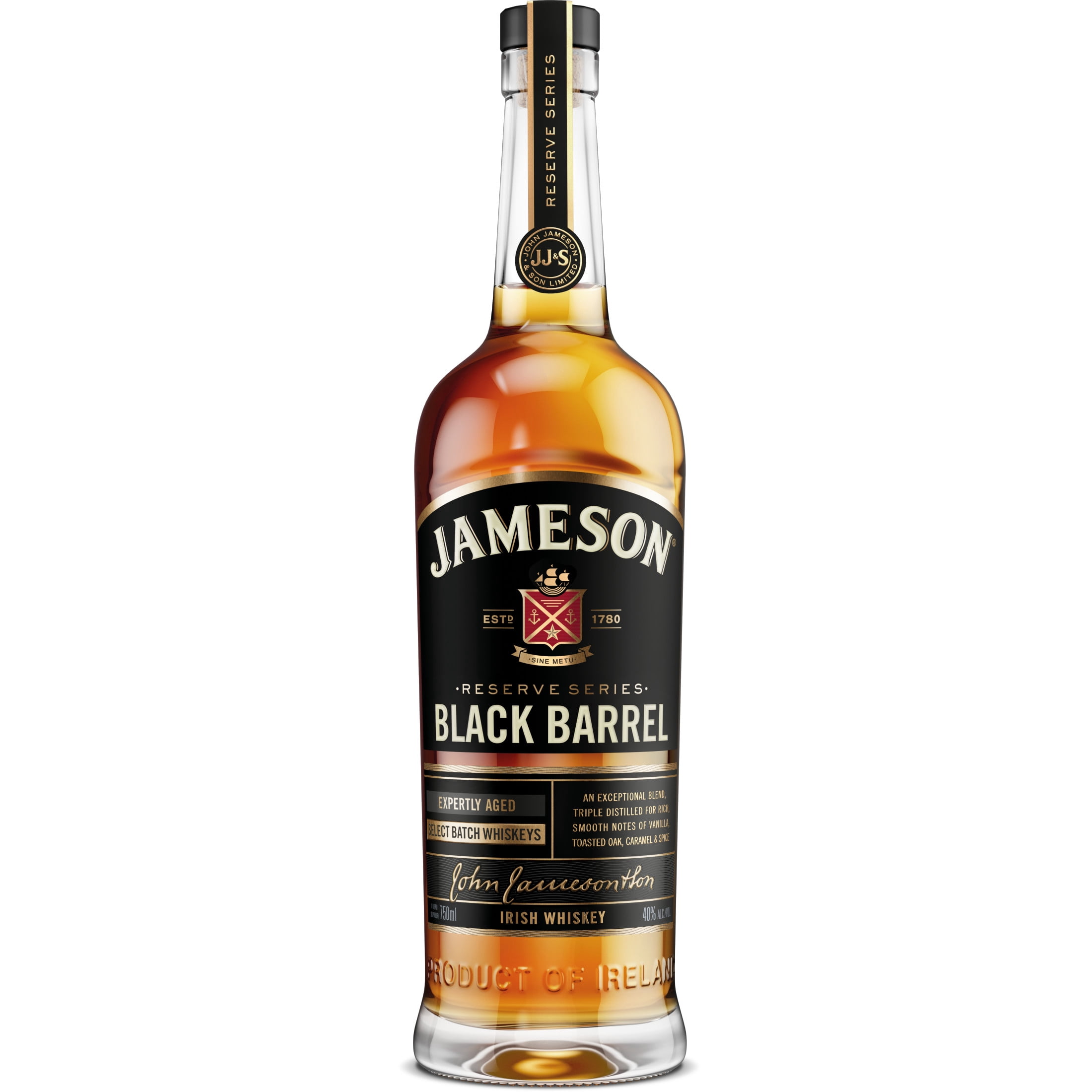 Jameson Black Barrel Irish Whiskey, 750 ml Bottle, 40% ABV