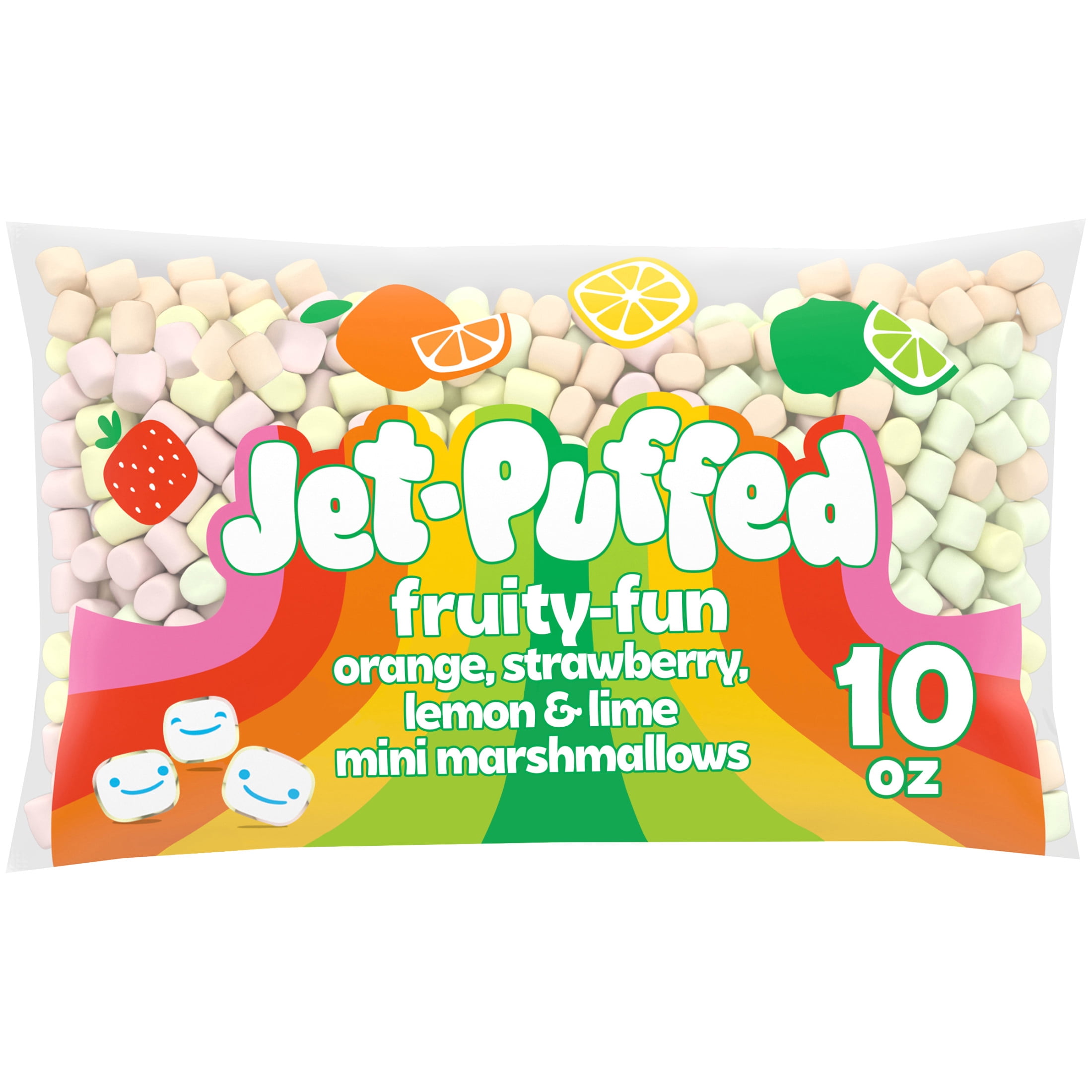 Jet-Puffed Fruity-Fun Orange, Strawberry, Lemon & Lime Mini Marshmallows, 10 oz Bag