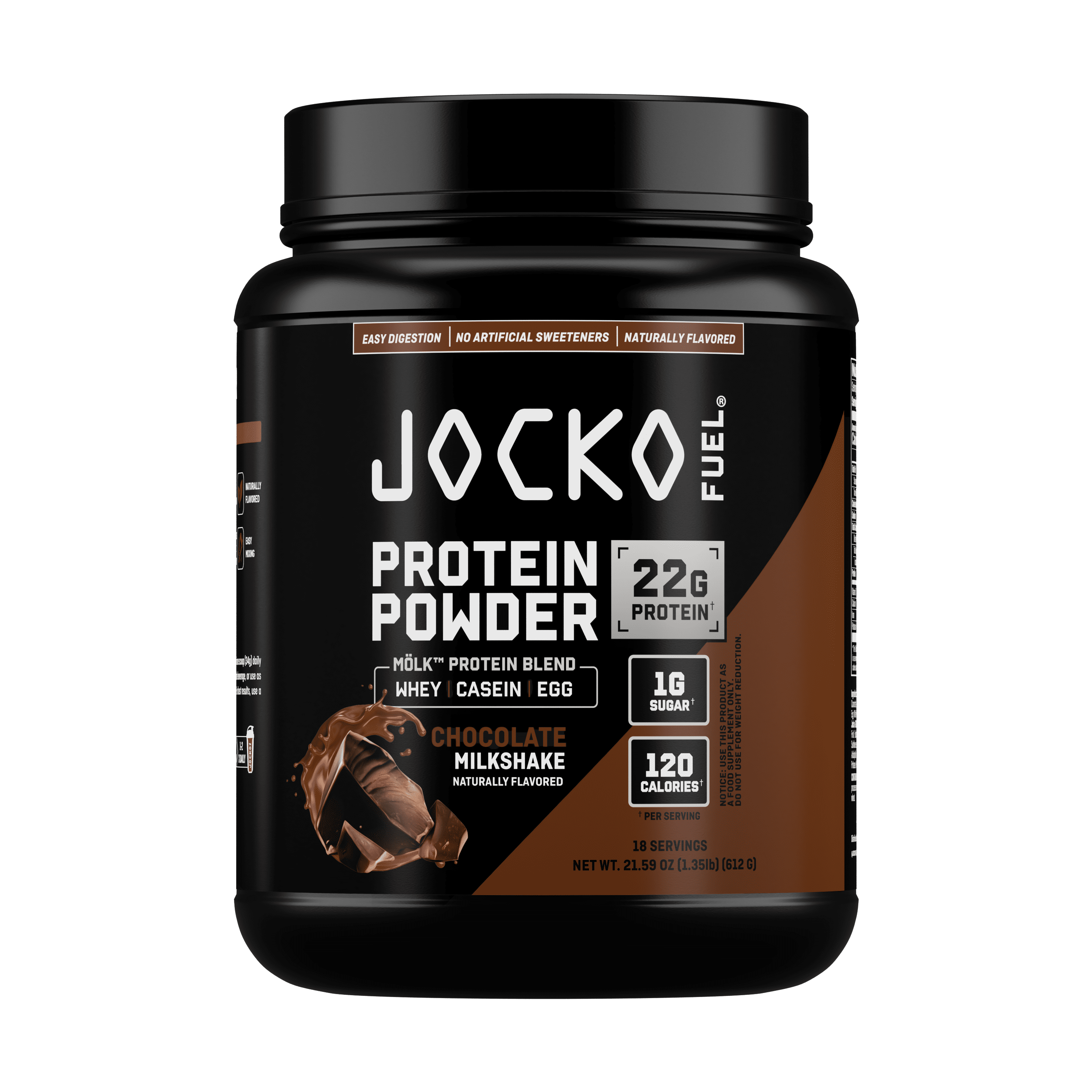 Jocko Fuel Whey Protein Powder, Chocolate, 22g Protein, Digestive Enzymes, Probiotic Blend, No Sugar Added, Essential Amino Acids, Electrolyte Minerals, 18 Servings