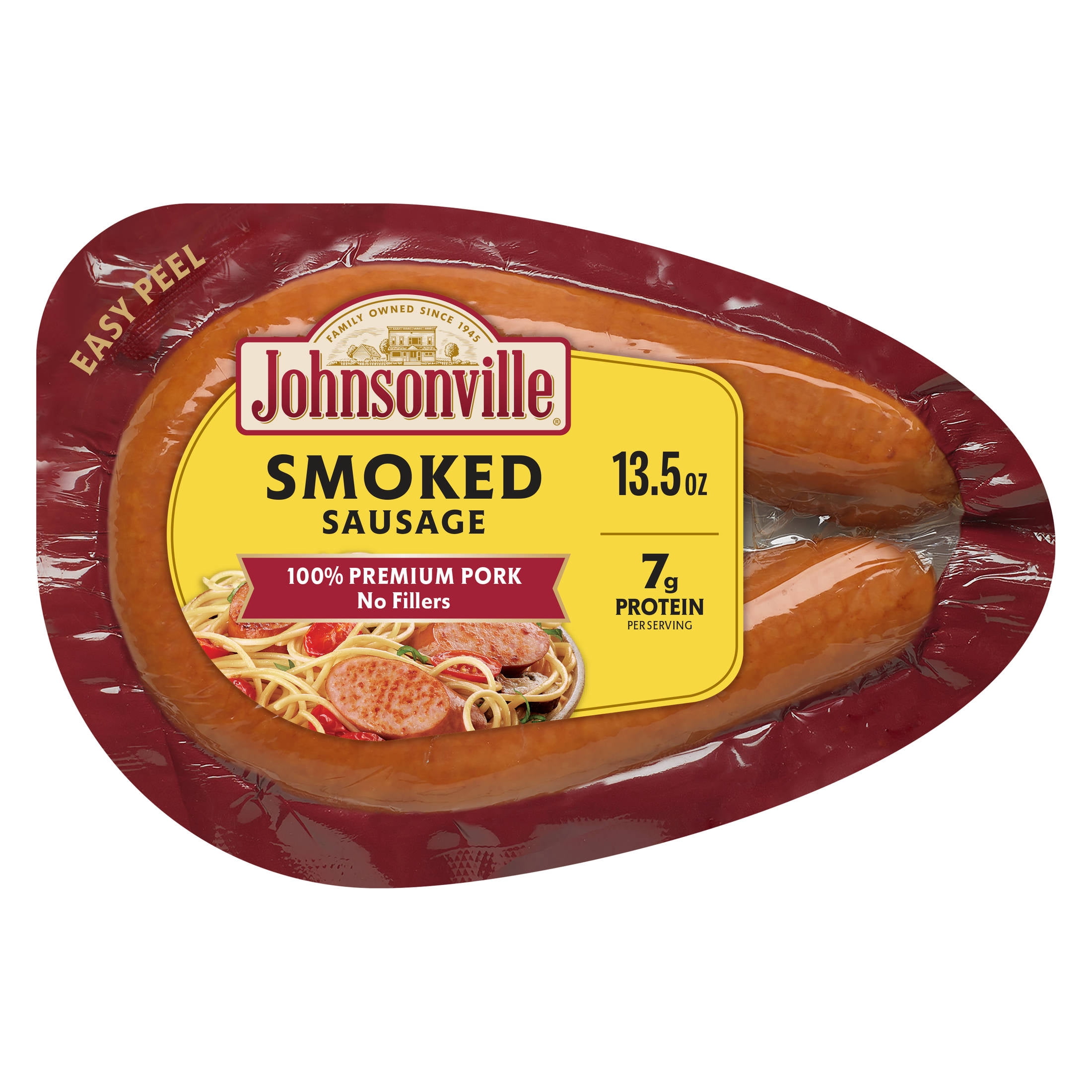 Johnsonville Cooked Smoked Pork Rope Sausage, 13.5 oz, Refrigerated, Plastic Vacuum Packet, New