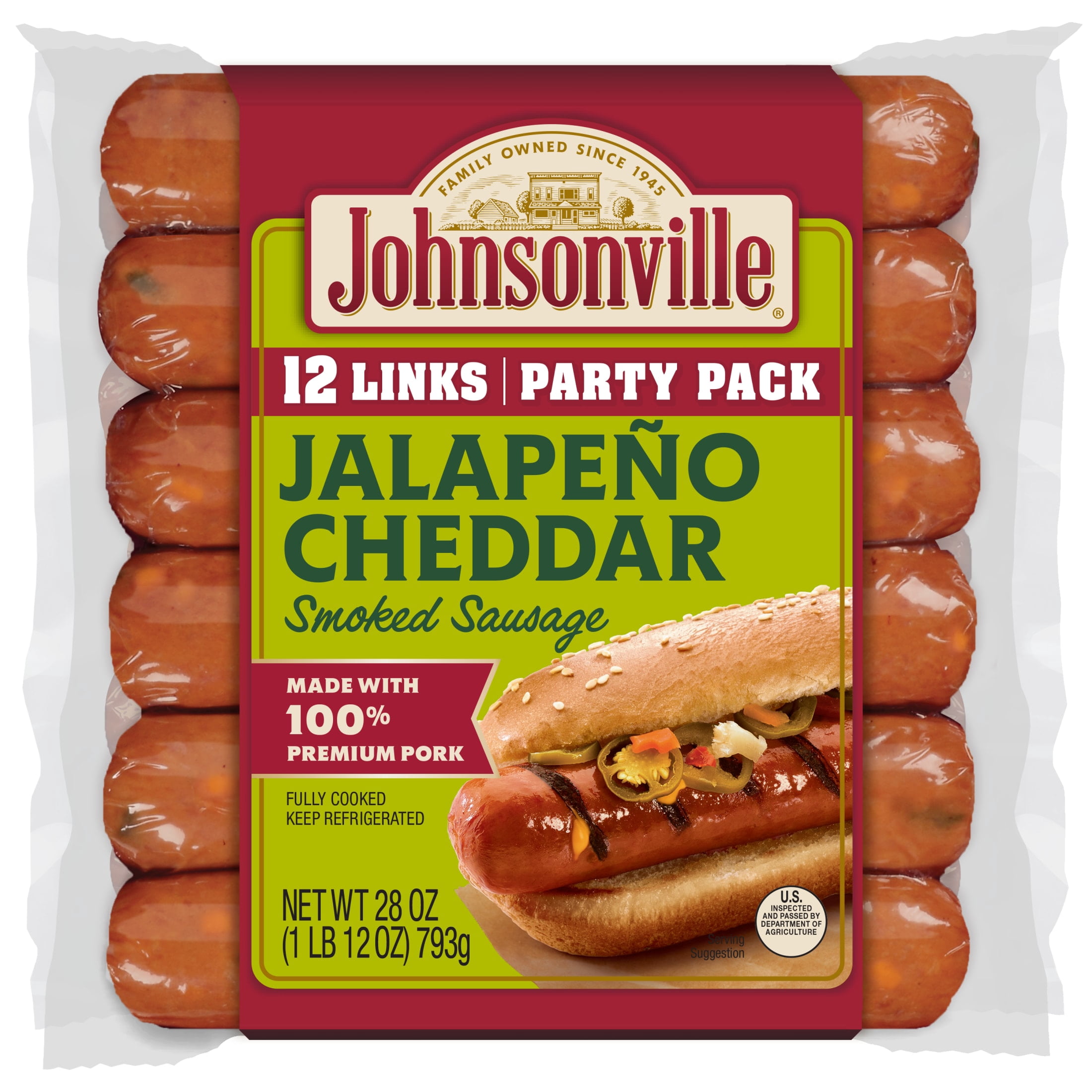 Johnsonville Jalapeno & Cheddar Smoked Sausage, 12 Links, 1 lb 12 oz