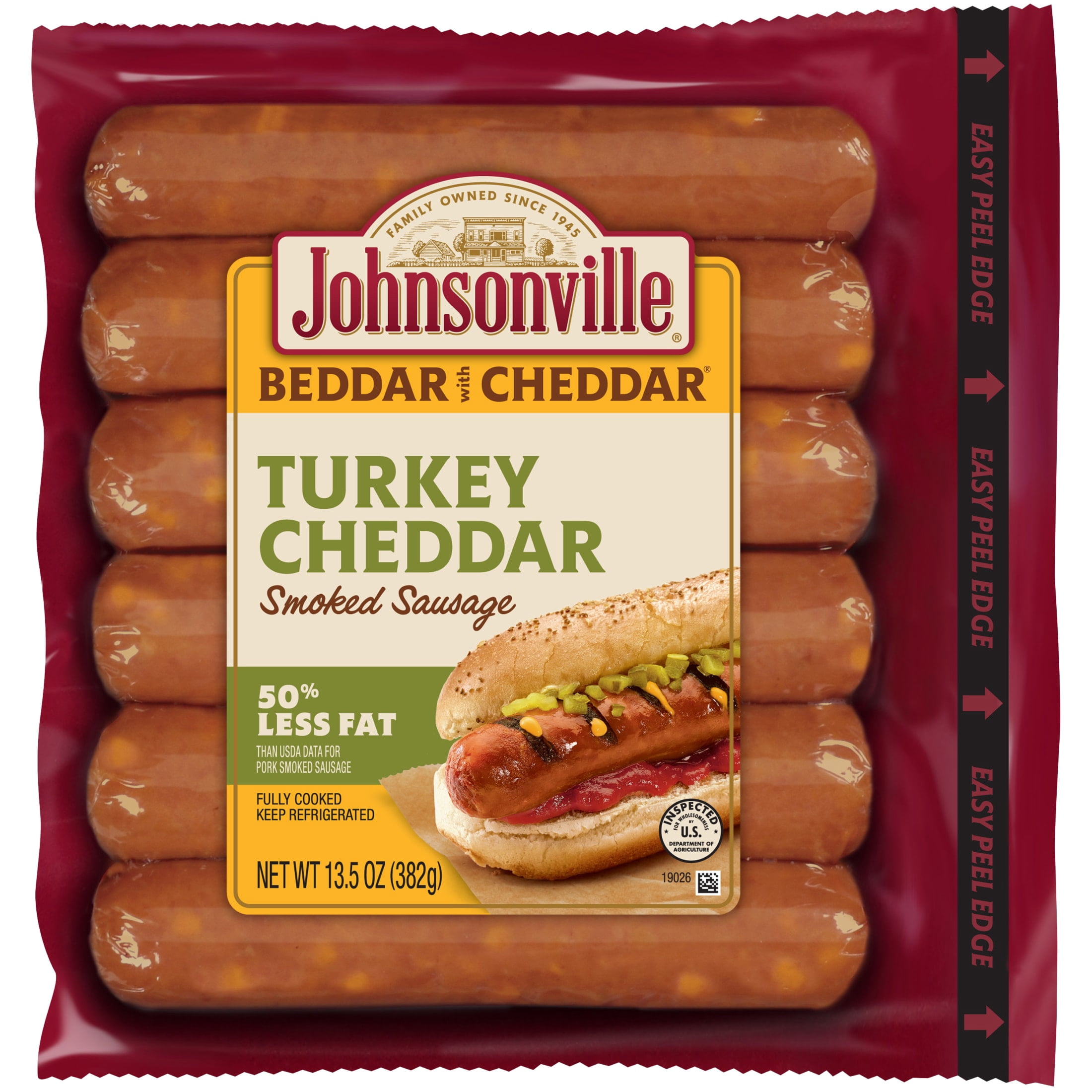 Johnsonville Turkey Cheddar Smoked Sausage Links, Fully Cooked, 13.5 oz