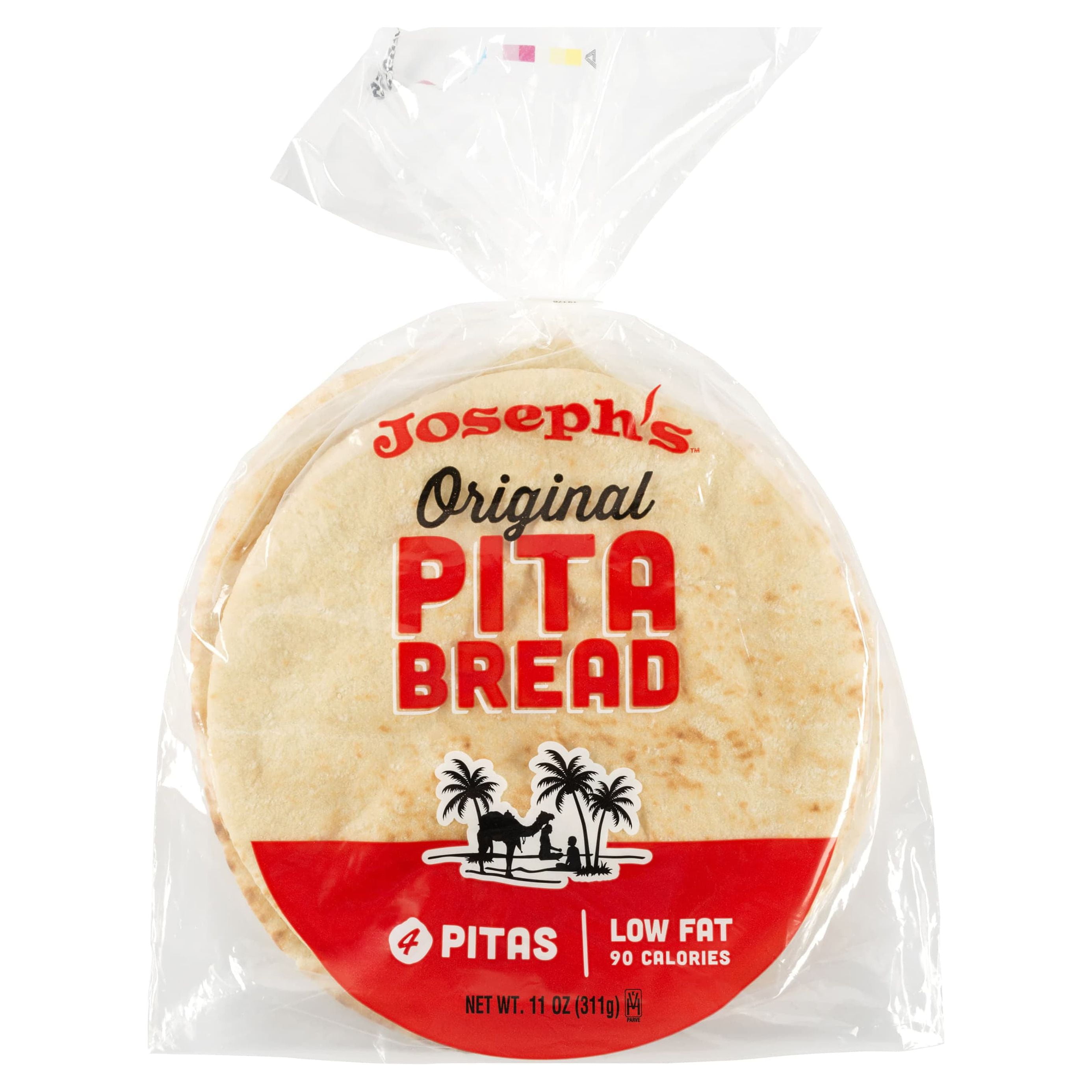 Josephs Original White Pita Bread 4 Count 11oz, Shelf-Stable