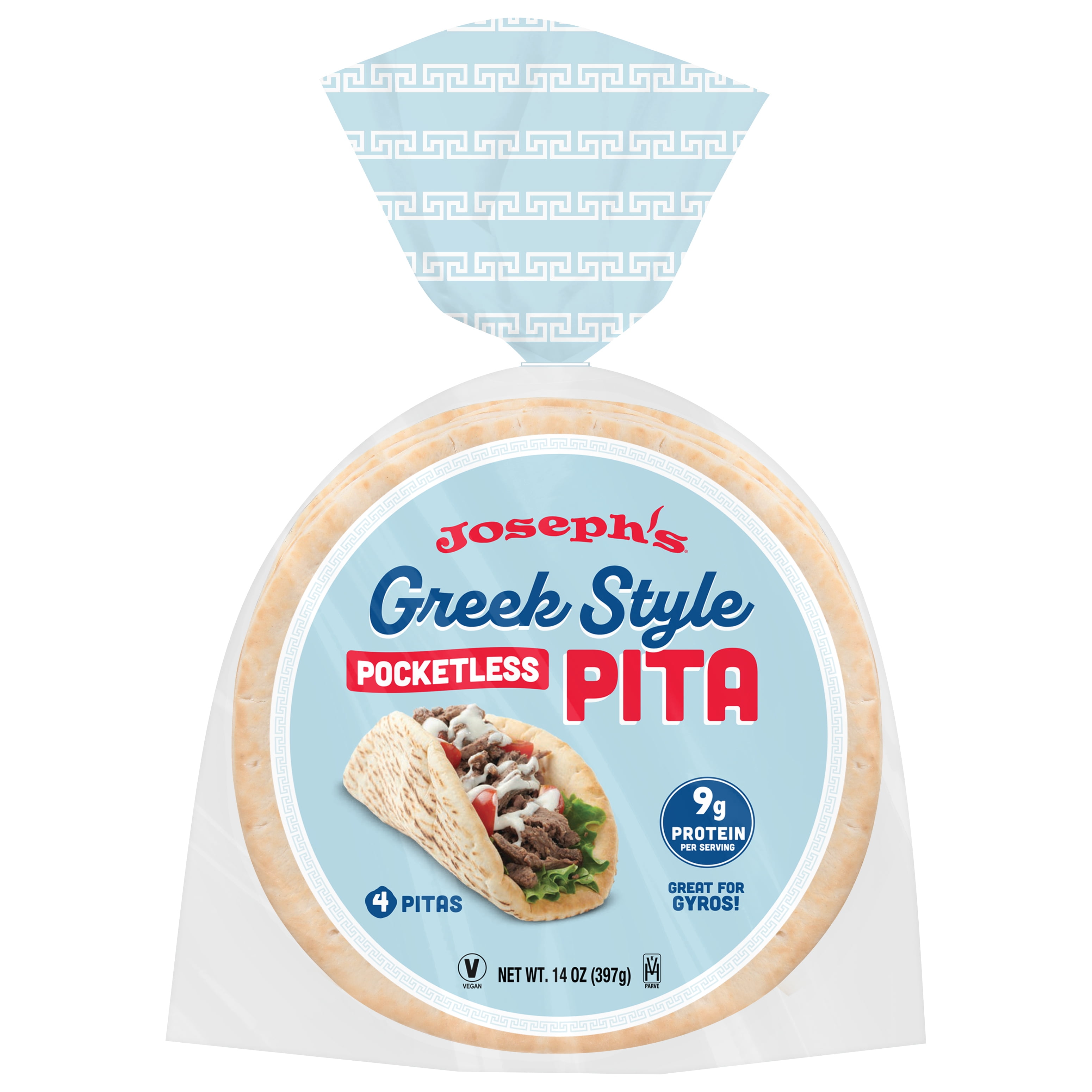 Joseph's White Greek Style Pocketless Pita 4 Count 14 oz