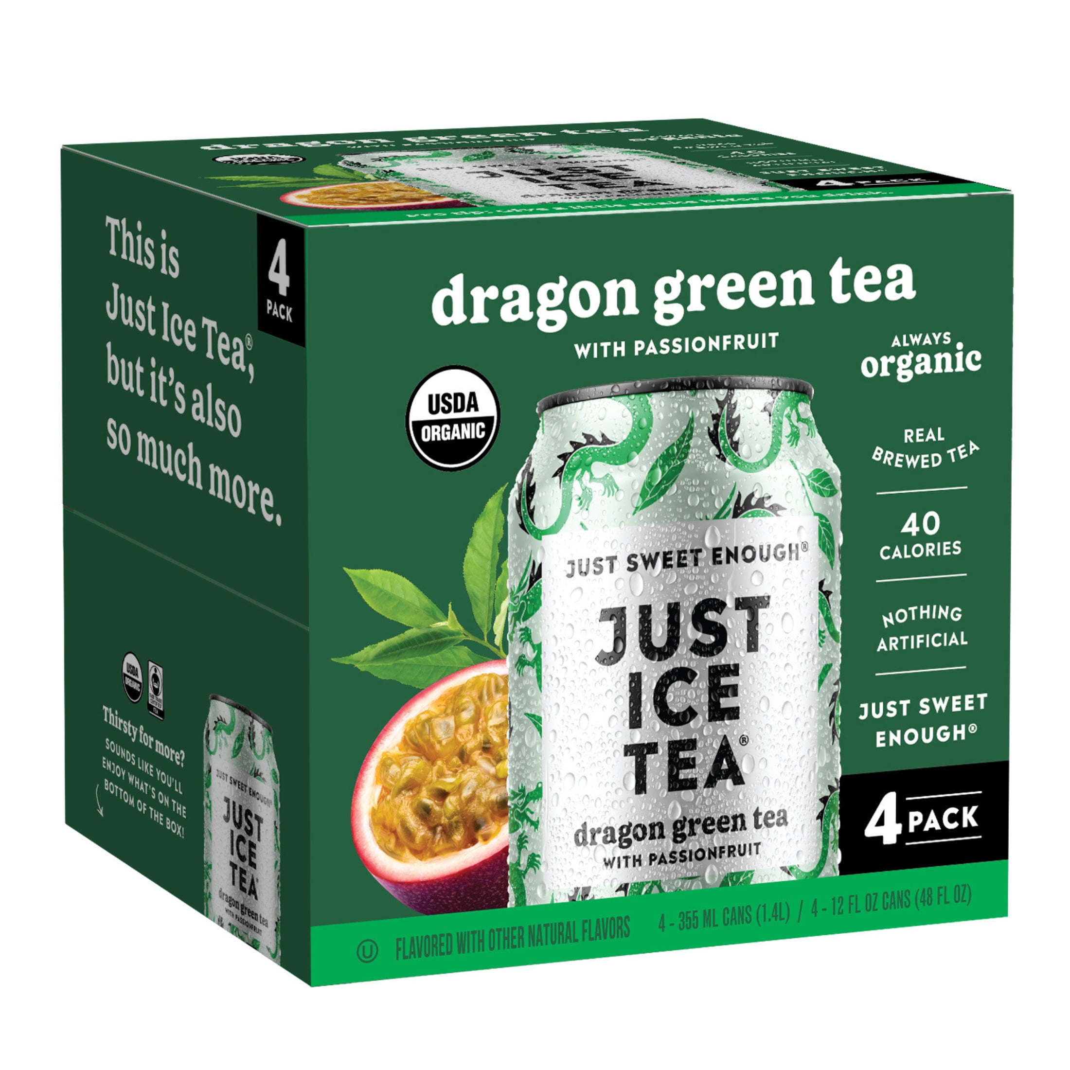 Just Ice Tea Dragon Green Tea 4 - 12 fl oz Cans
