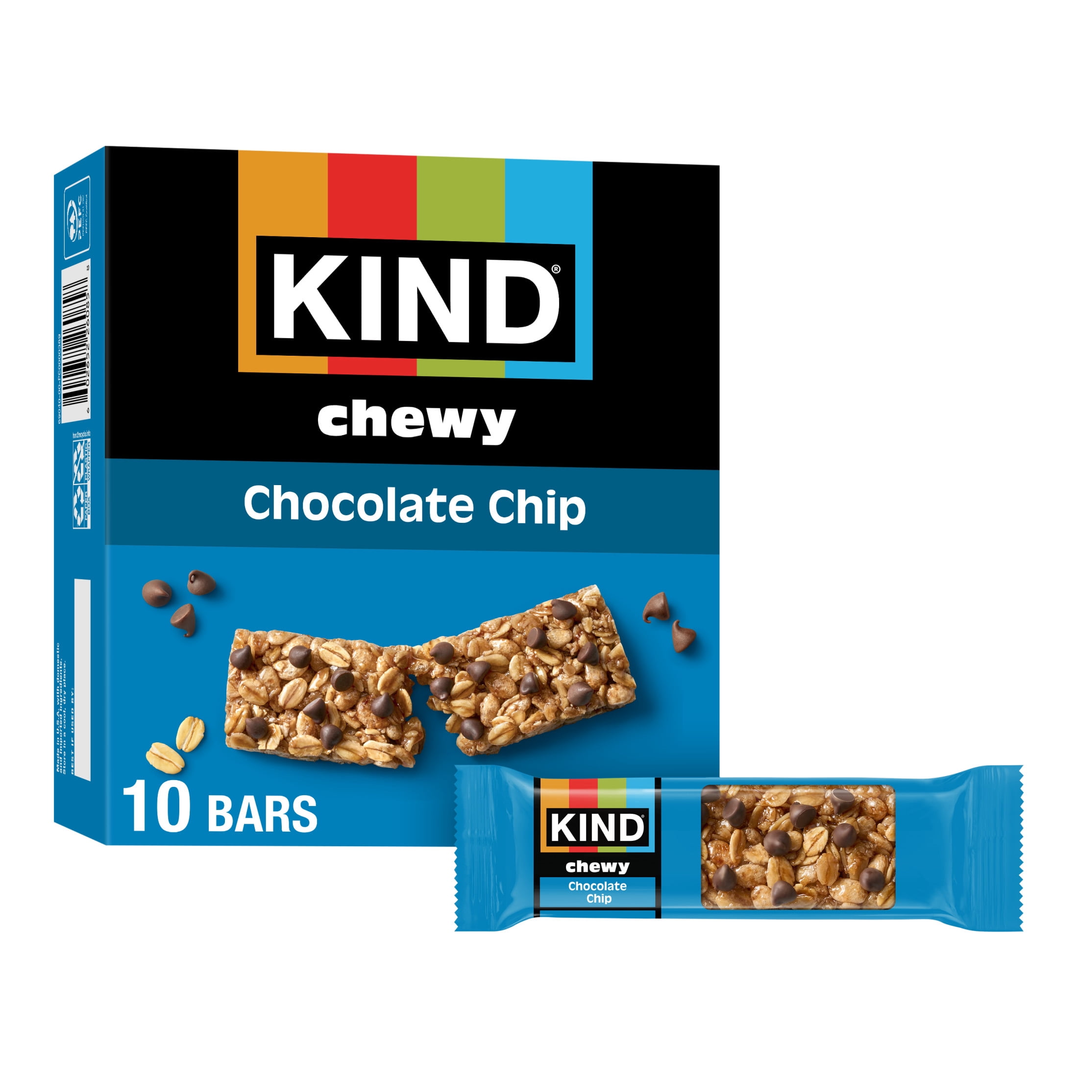 KIND Chewy Granola Bars, Chocolate Chip, Gluten Free, Low Sodium, 0.81 oz, 10 Count