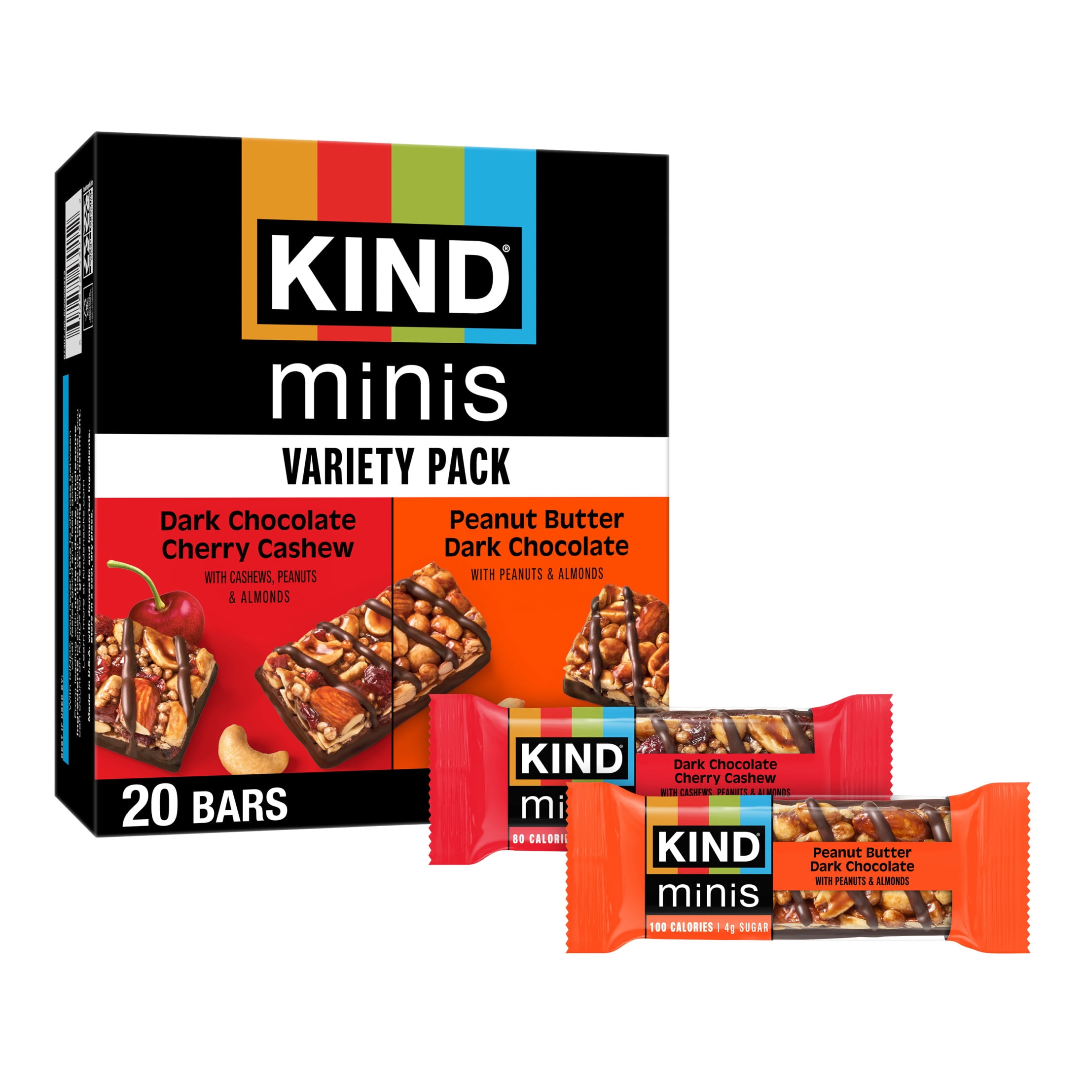 KIND Minis Snack Bars, Sweet Variety Pack, Gluten Free, Low Sodium, 0.7oz, 20 Count