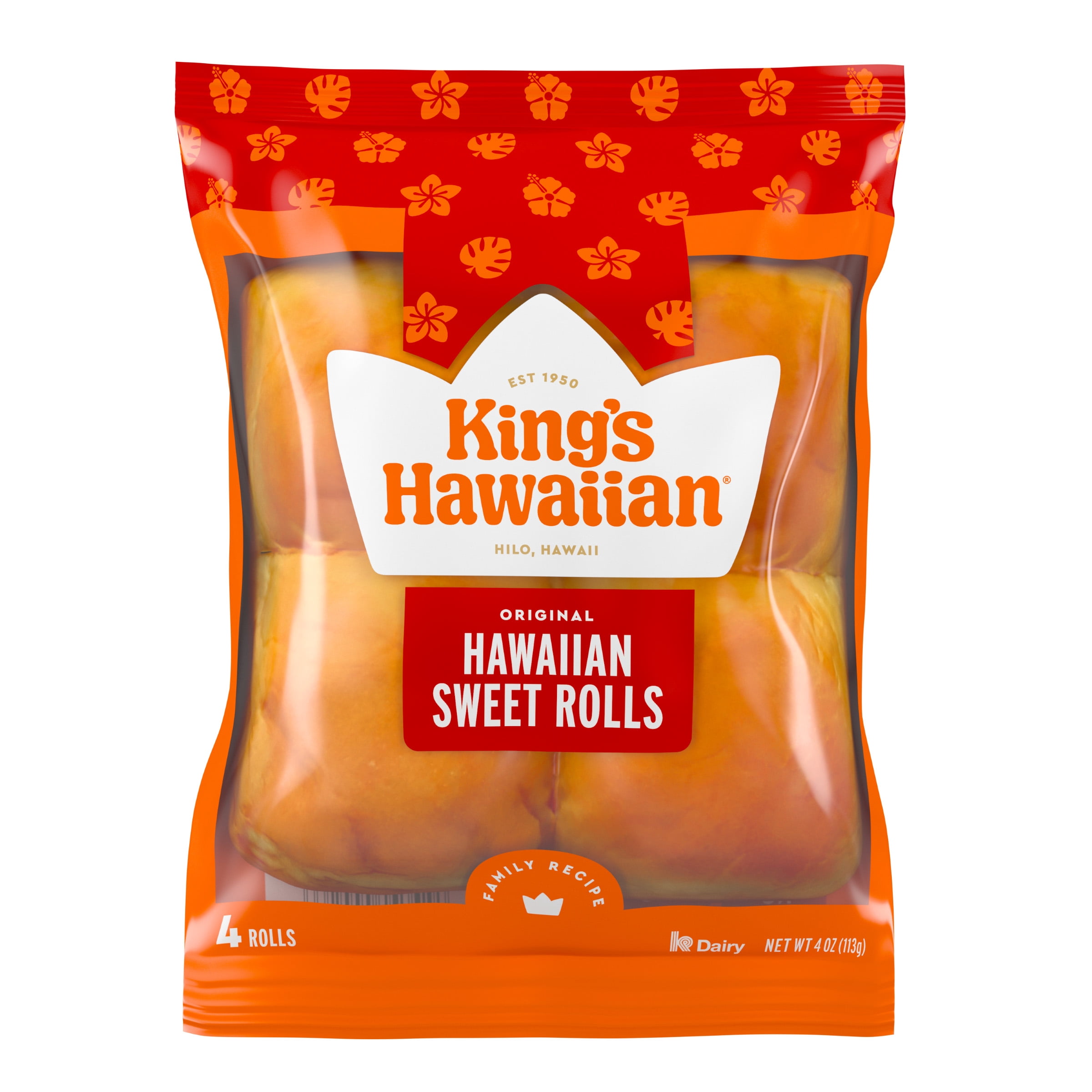 KING'S HAWAIIAN Original Hawaiian Sweet Rolls 4 Count, 4oz, Shelf-Stable