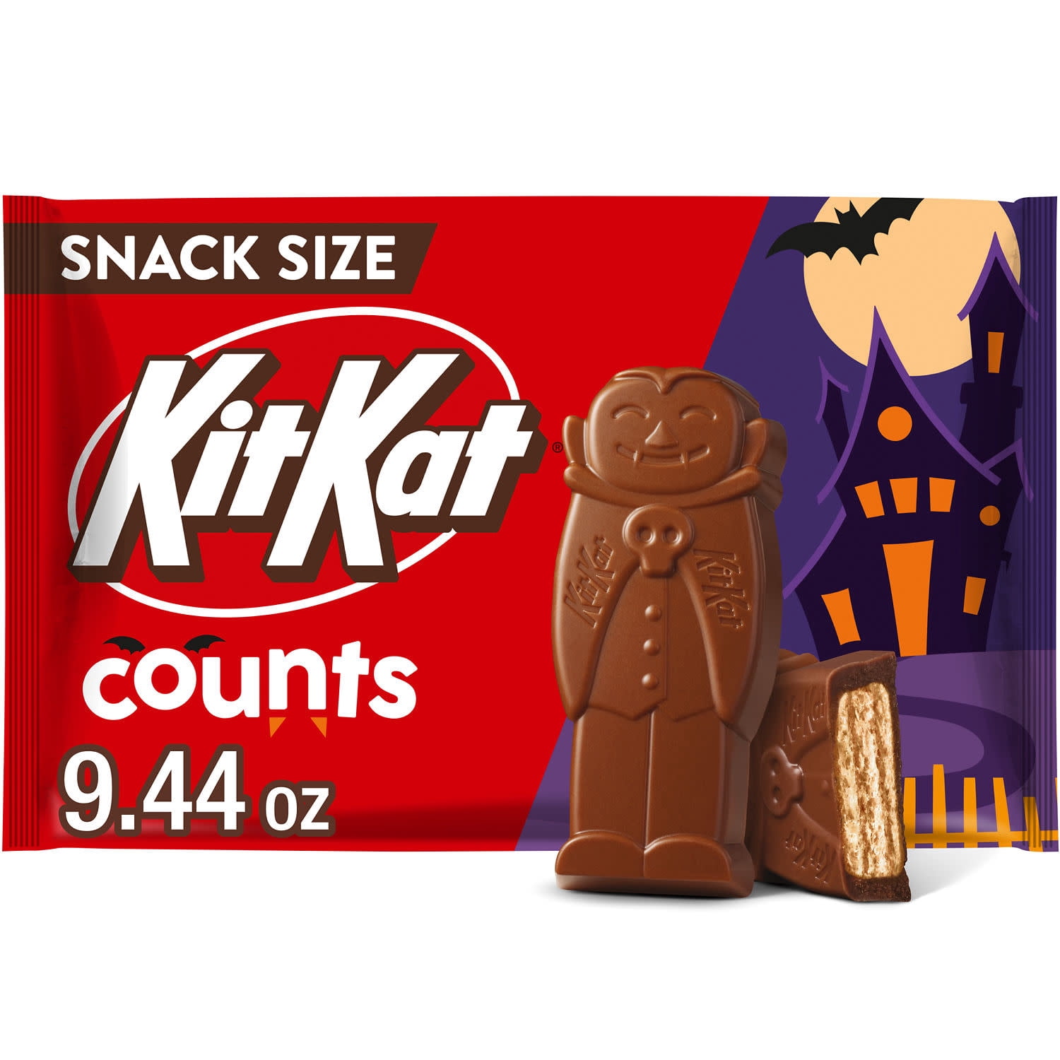 Kit Kat Milk Chocolate Wafer Counts Snack Size Halloween Candy Bag, 9.44 oz
