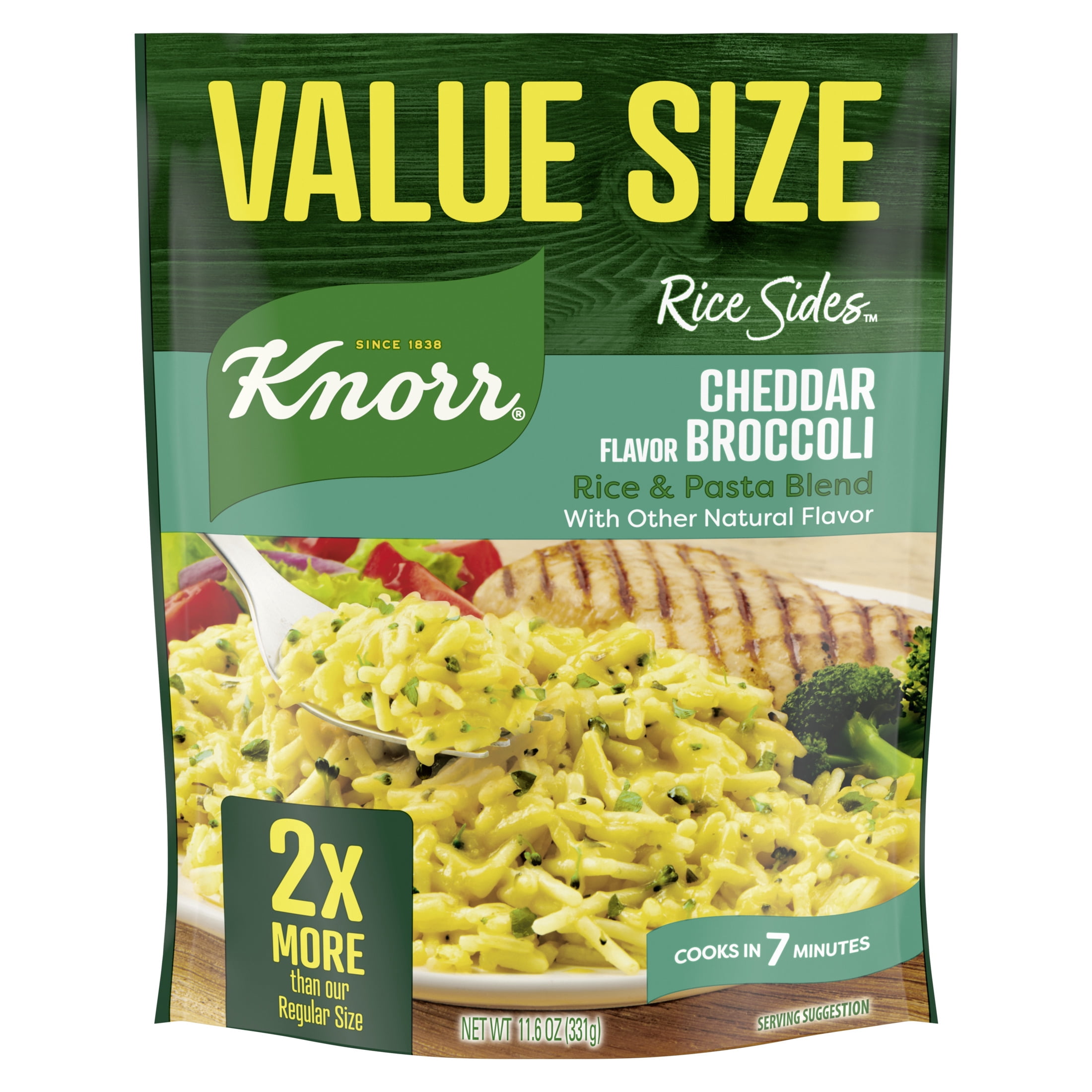 Knorr Rice Sides Value Size Cheddar Broccoli Rice For a Tasty Rice Side Dish No Artificial Flavors or Preservatives 11.6 oz