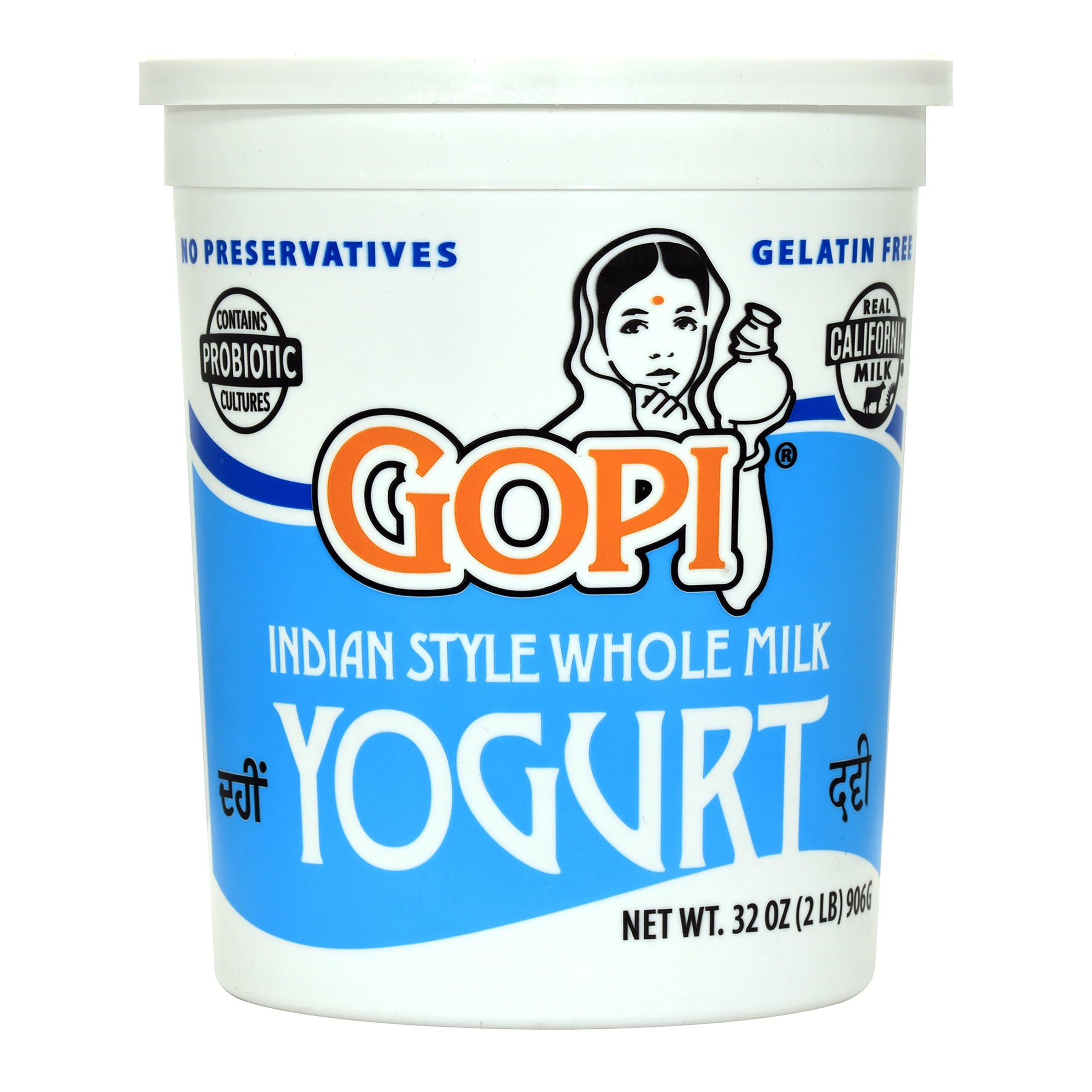 Gopi Whole Milk Plain Yogurt, 32 oz, Natural Dahi