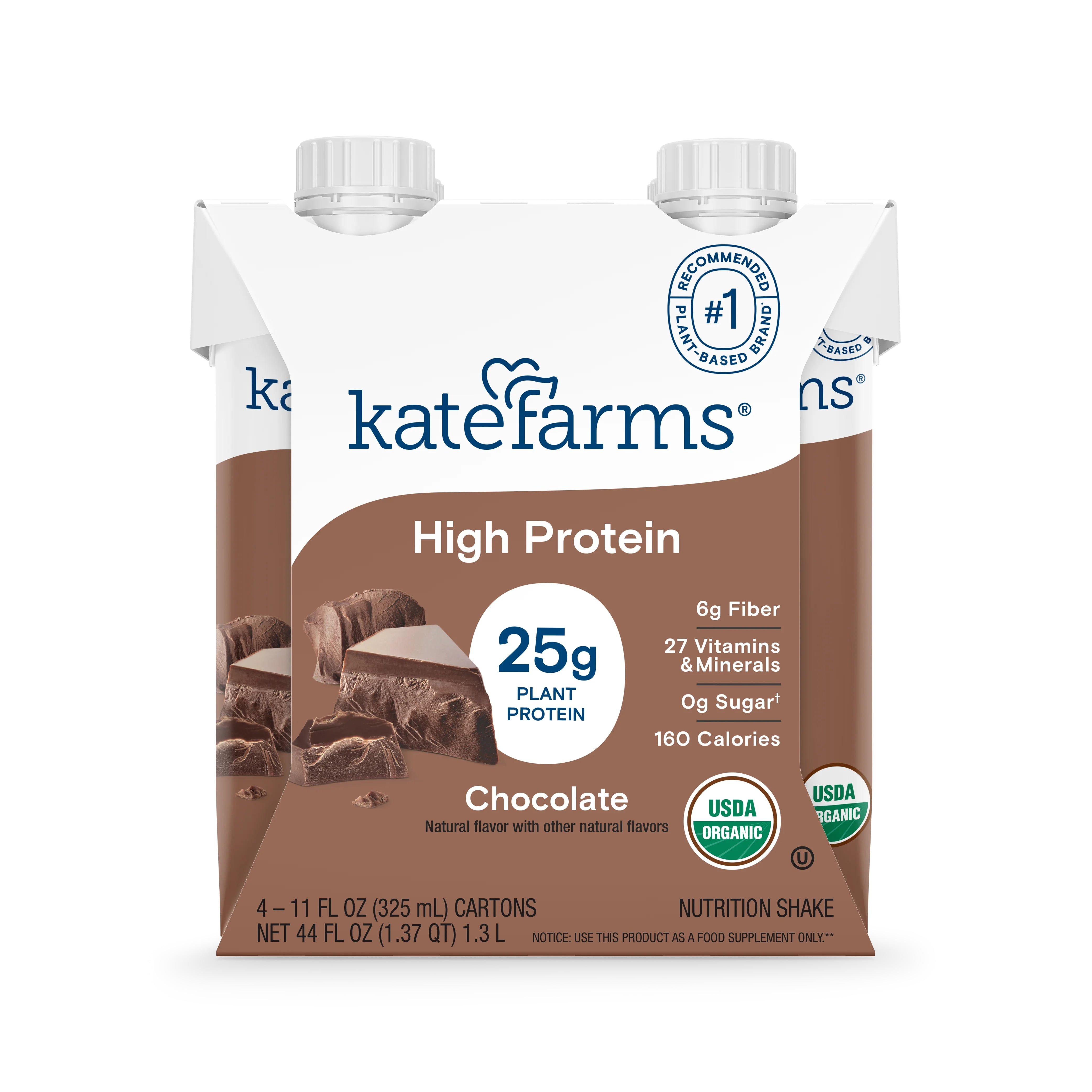 Kate Farms High Protein Nutrition Shake Chocolate, 4-pack 11 fl oz