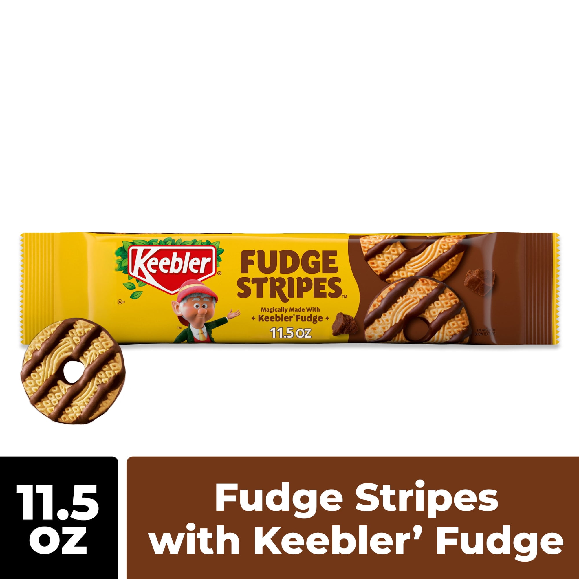 Keebler Fudge Stripes, Original Shortbread Cookies Coated in Keebler Fudge, 11.5 oz