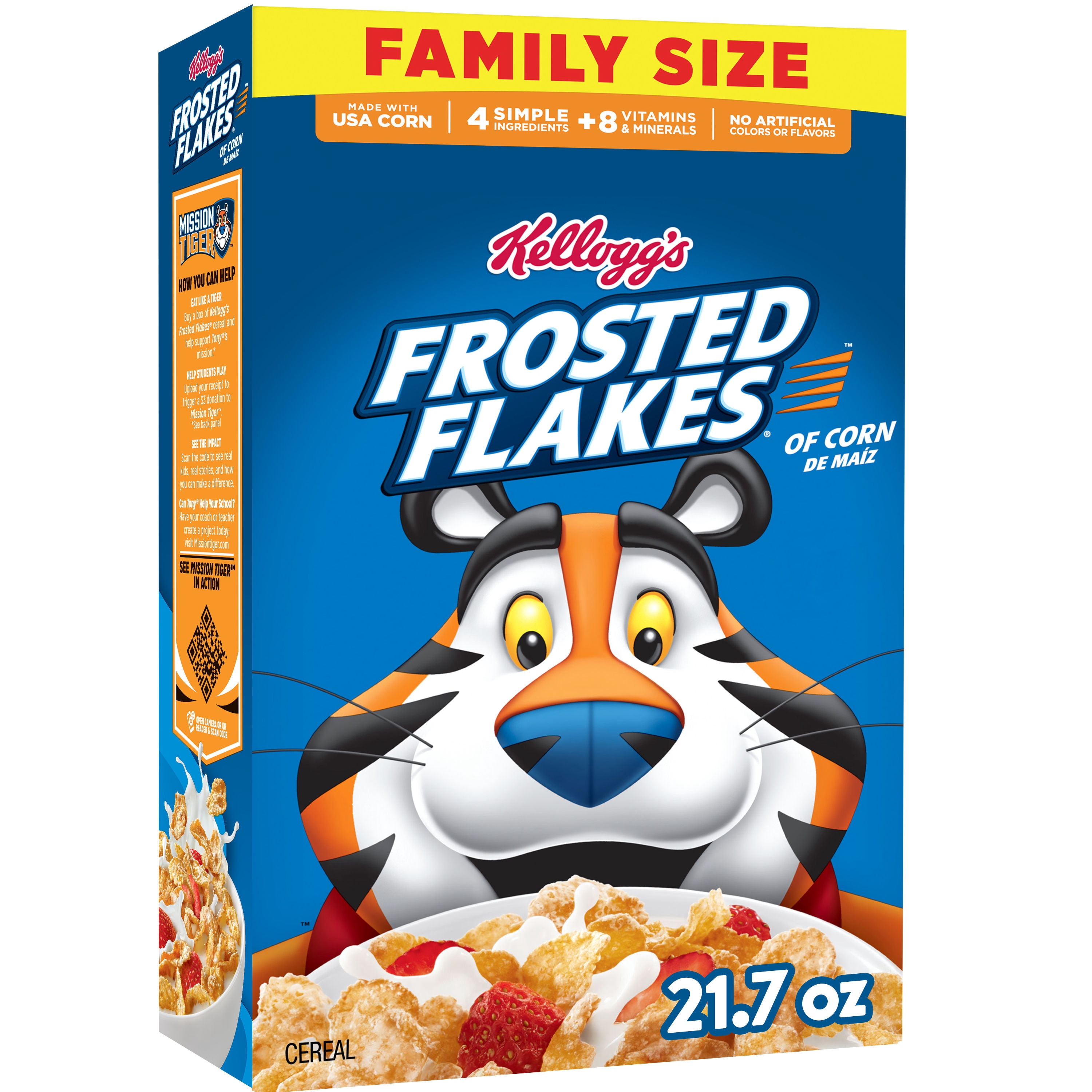 Kellogg's Frosted Flakes Original Breakfast Cereal, Fat Free, Family Size, 21.7 oz