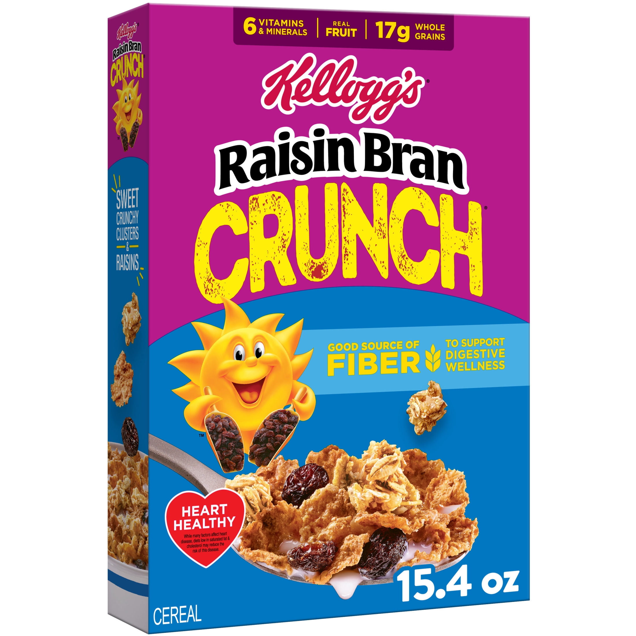 Kellogg's Raisin Bran Crunch Crunch Breakfast Cereal, Good Source of Fiber, 15.4 oz