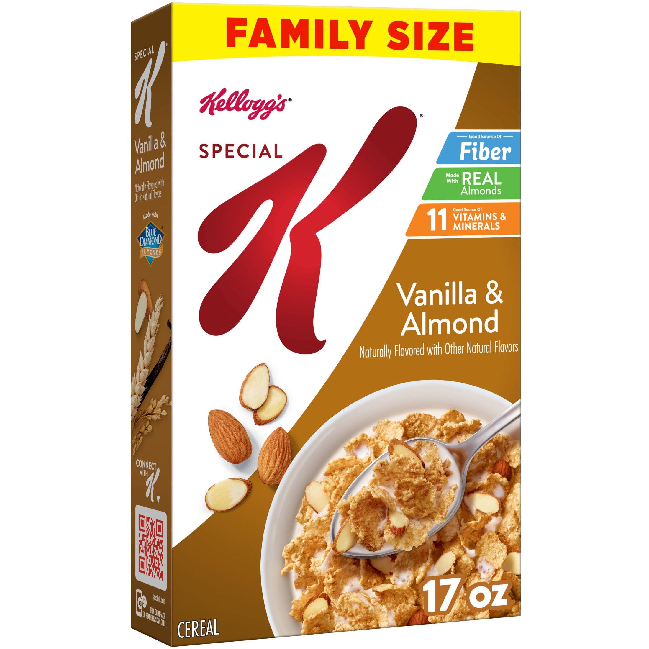 Kellogg's Special K Vanilla and Almond Breakfast Cereal, Good Source of Fiber, Family Size, 17 oz