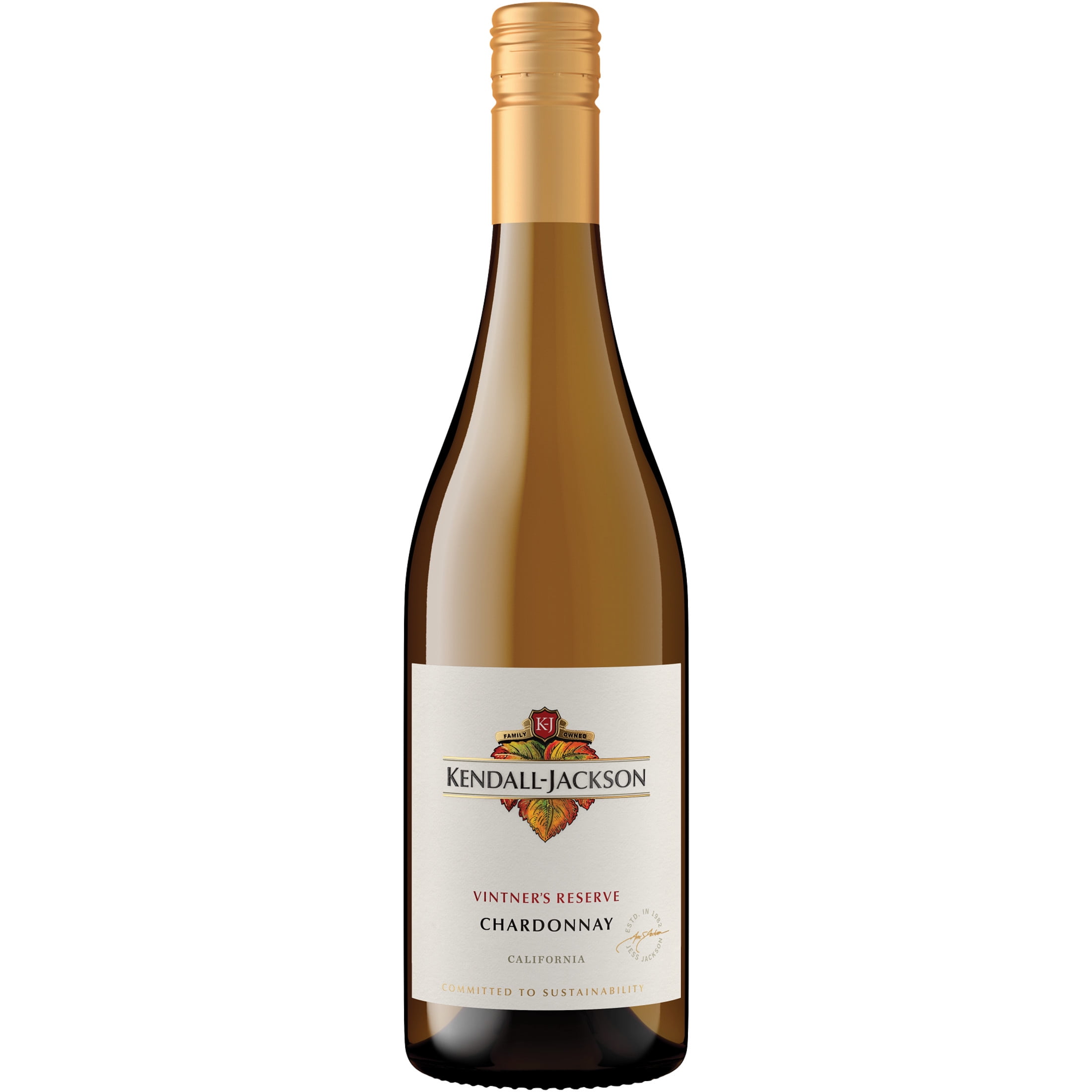 Kendall-Jackson Vintner's Reserve Chardonnay White Wine, California, 13.5% ABV, 750ml Glass Bottle, 5-150ml Servings