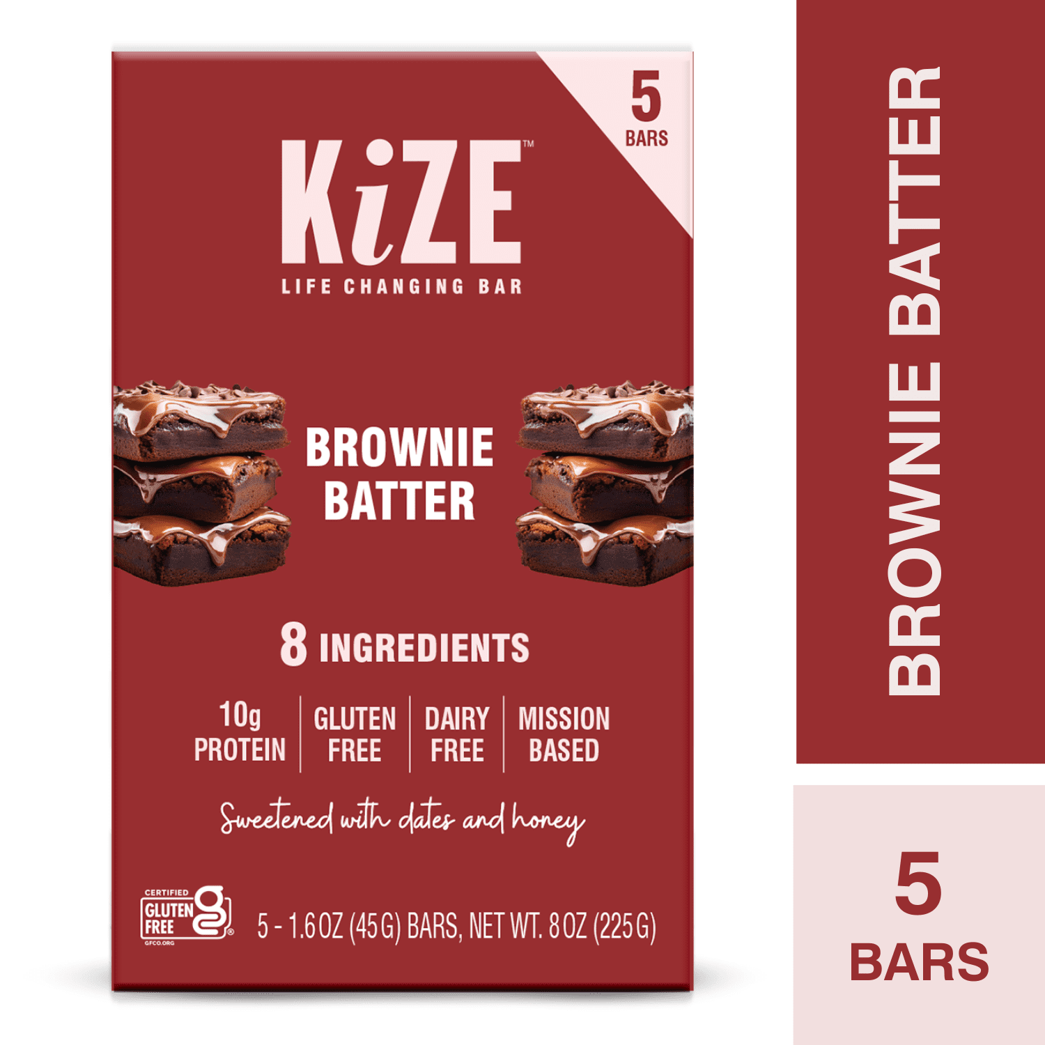 KiZE Energy Protein Bars, Brownie Batter, 5 Count