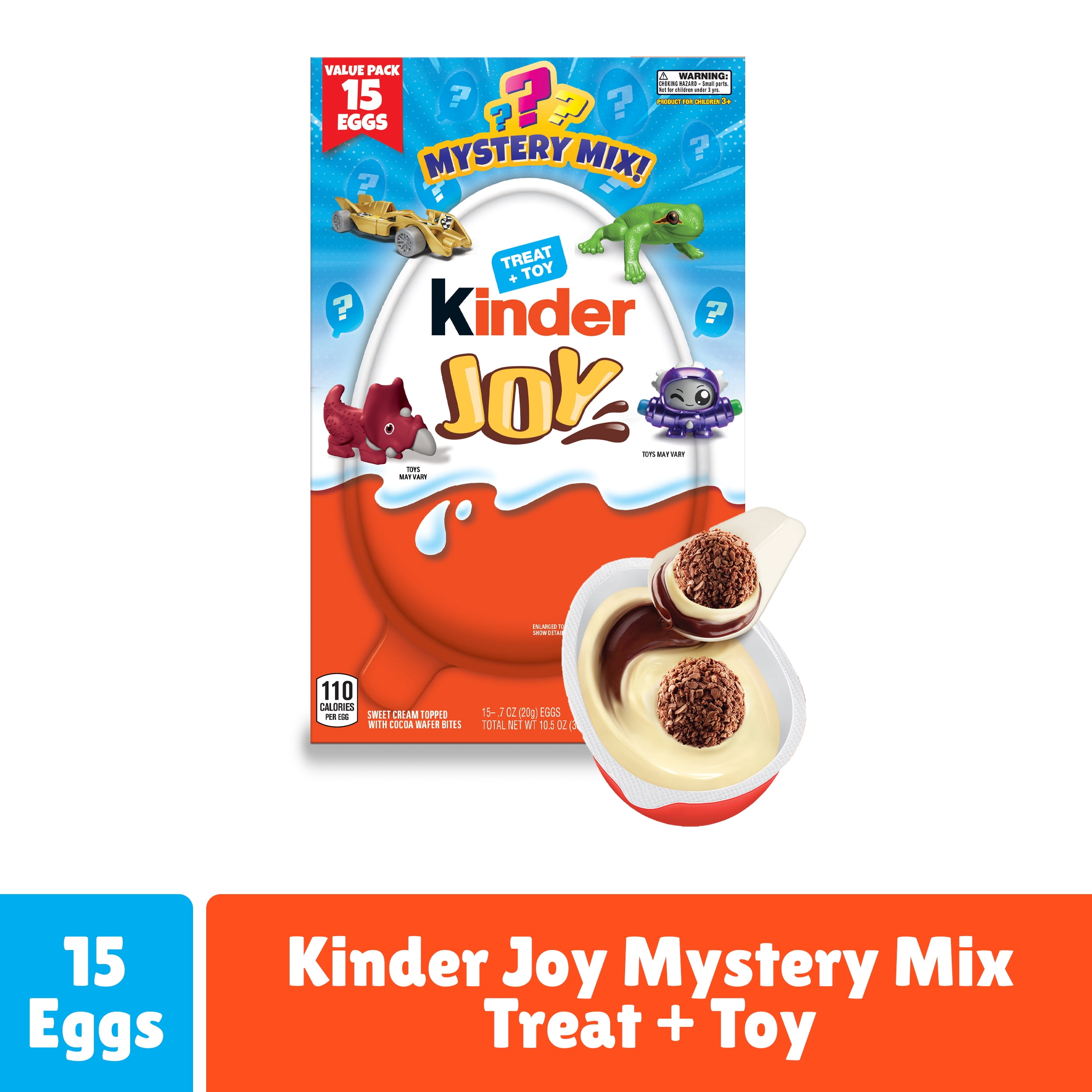 Kinder Joy Treat + Toy, Mystery Mix, Sweet Cream and Two Crispy Wafer Bites, 15 count, 4.2oz