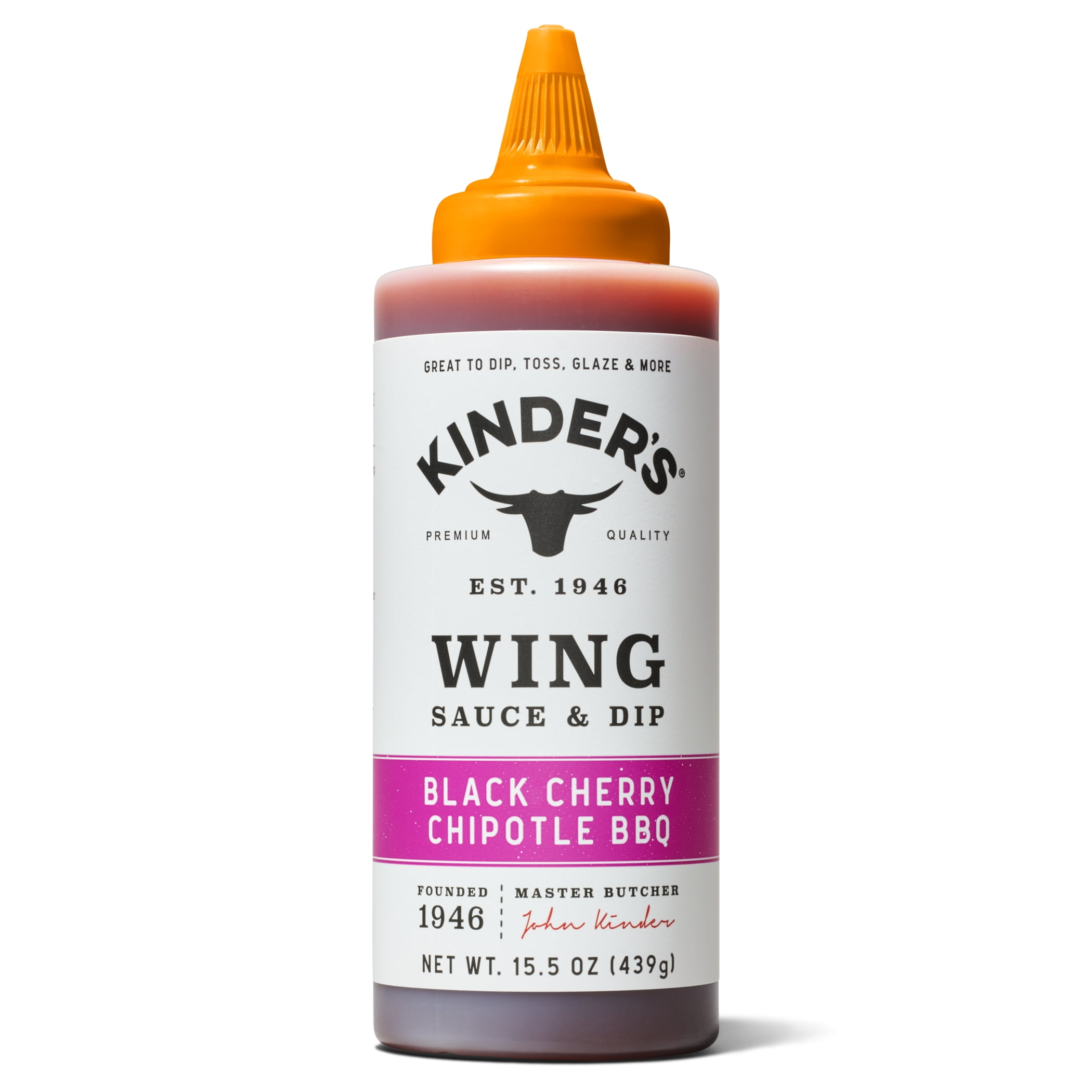 Kinder's Black Cherry Chipotle BBQ Wing Sauce, Dip, and Glaze, 15.5 oz