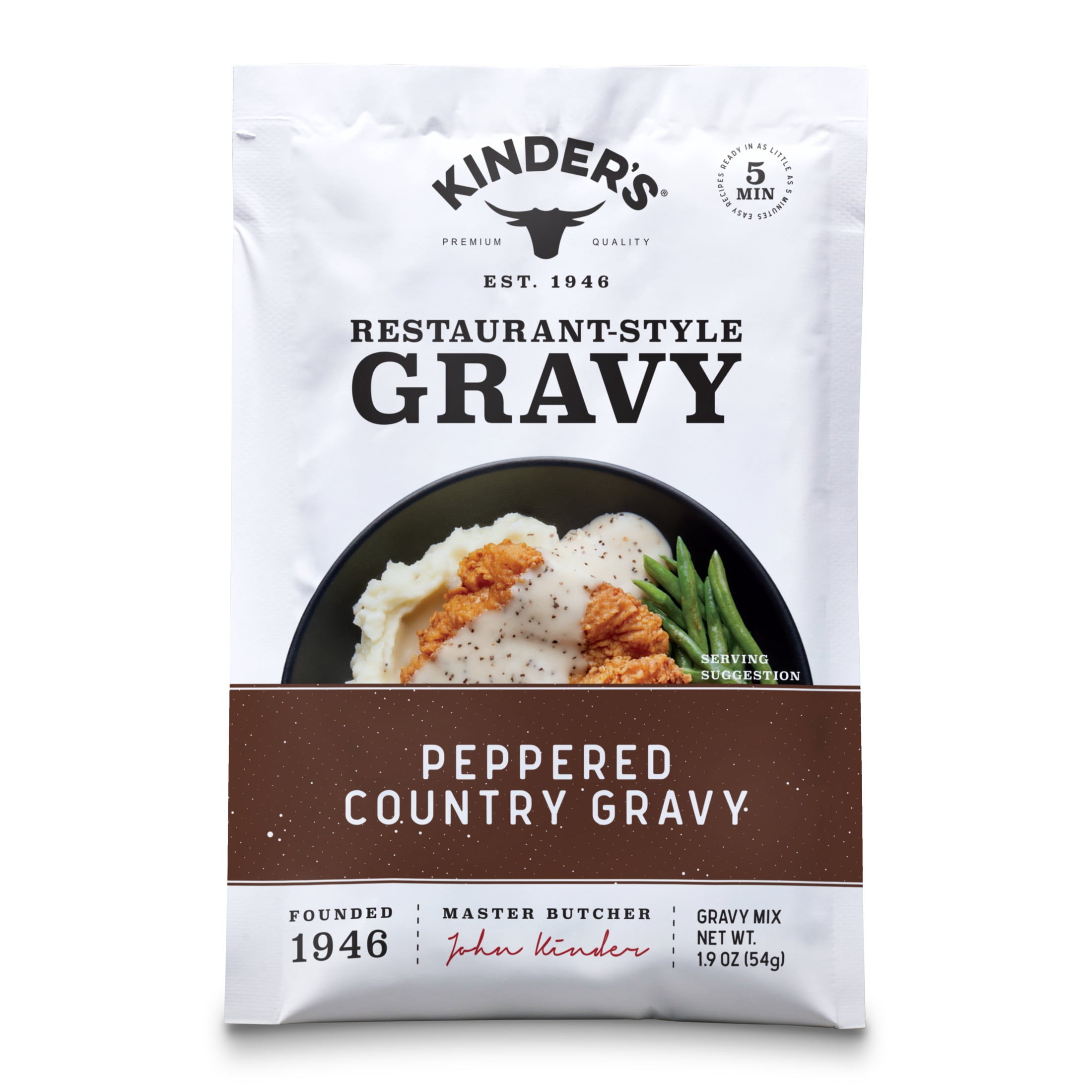 Kinder's Peppered Country Gravy Dry Seasoning, 1.9 oz Packet