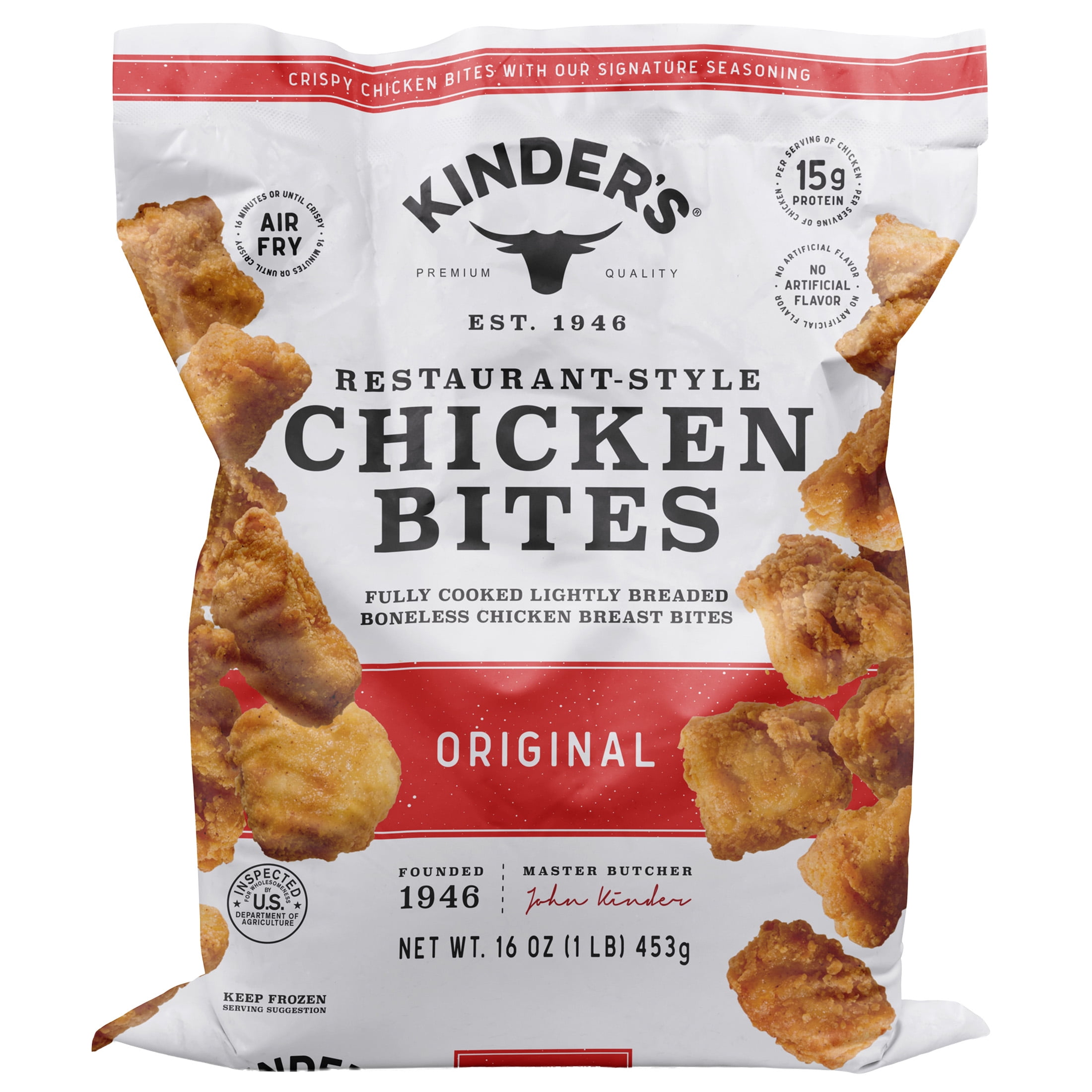 Kinder's Restaurant-Style Breaded Original Boneless Chicken Bites, 16 oz (Frozen)