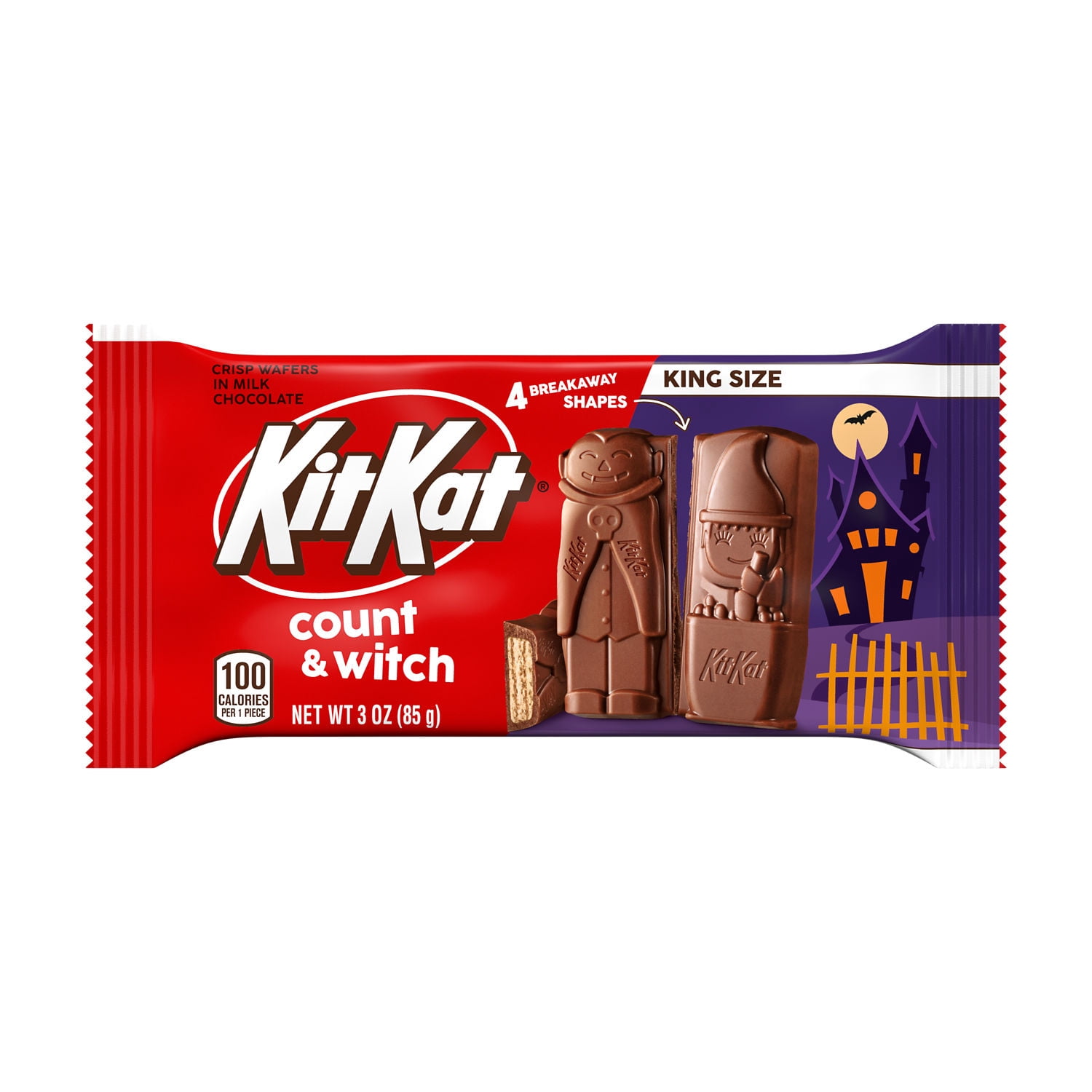 Kit Kat Milk Chocolate Wafer Count & Witch King Size Halloween Candy Bar, 3 oz